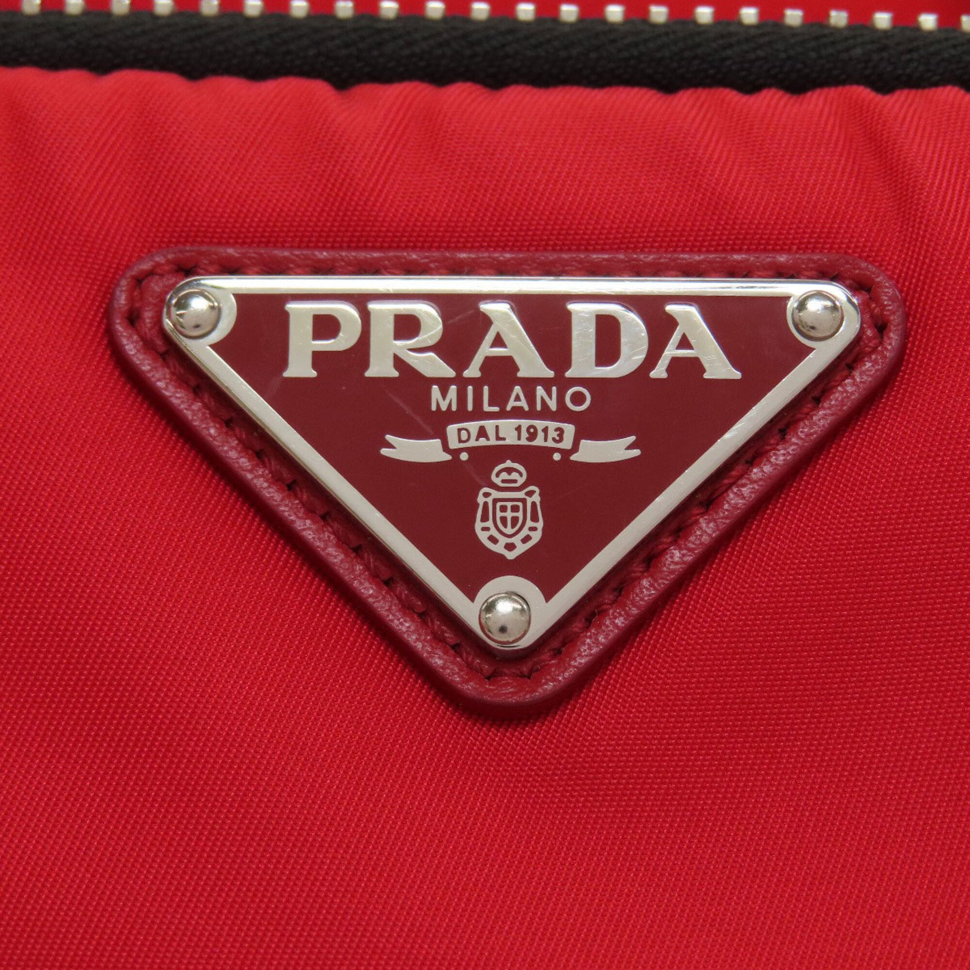 Prada Red Color Nylon Handbag (Pre-Owned)