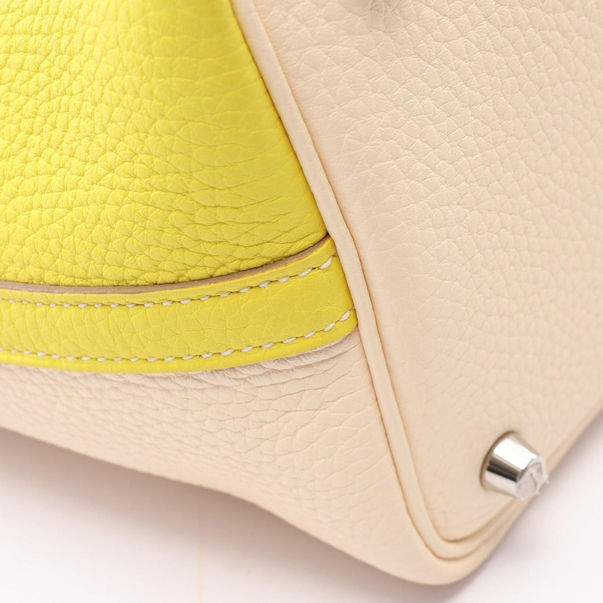 Hermes Ivory Lime Yellow Taurillon Clemence Leather Handbag (Pre-Owned)