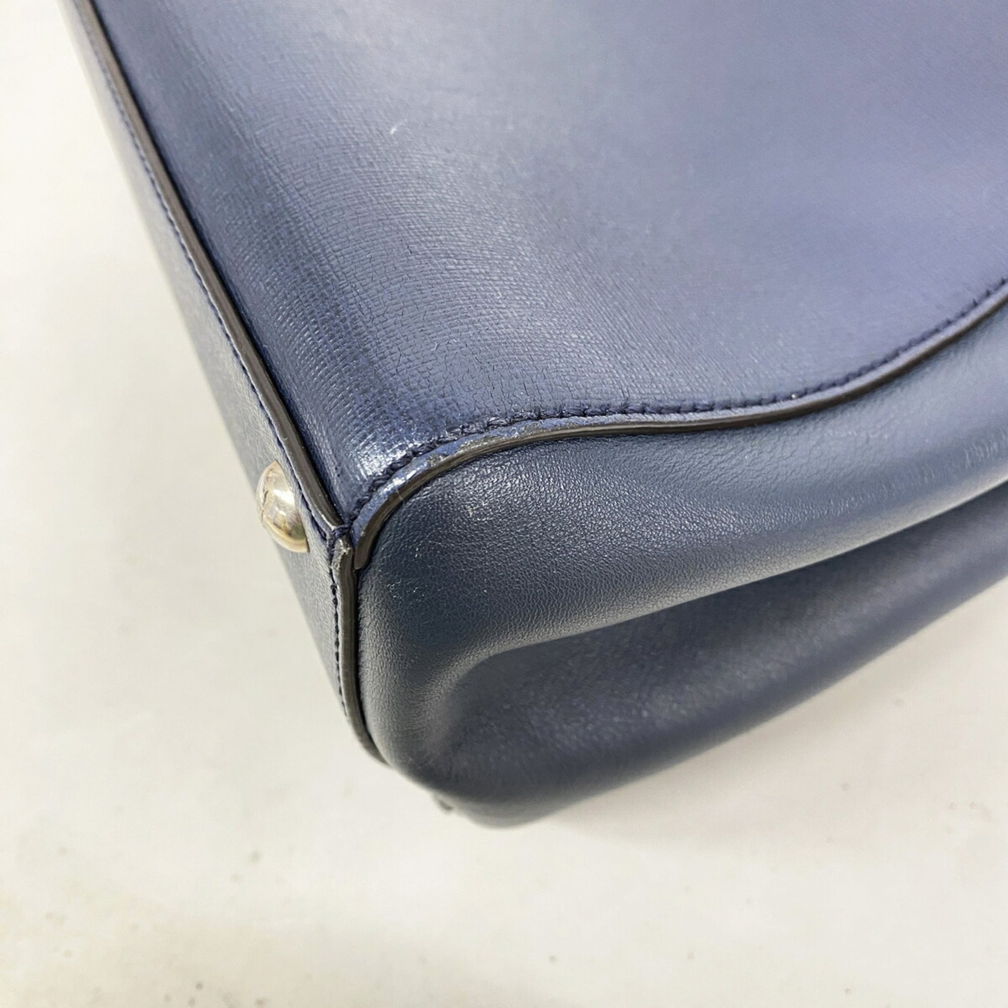 Fendi Navy Leather Handbag (Pre-Owned)