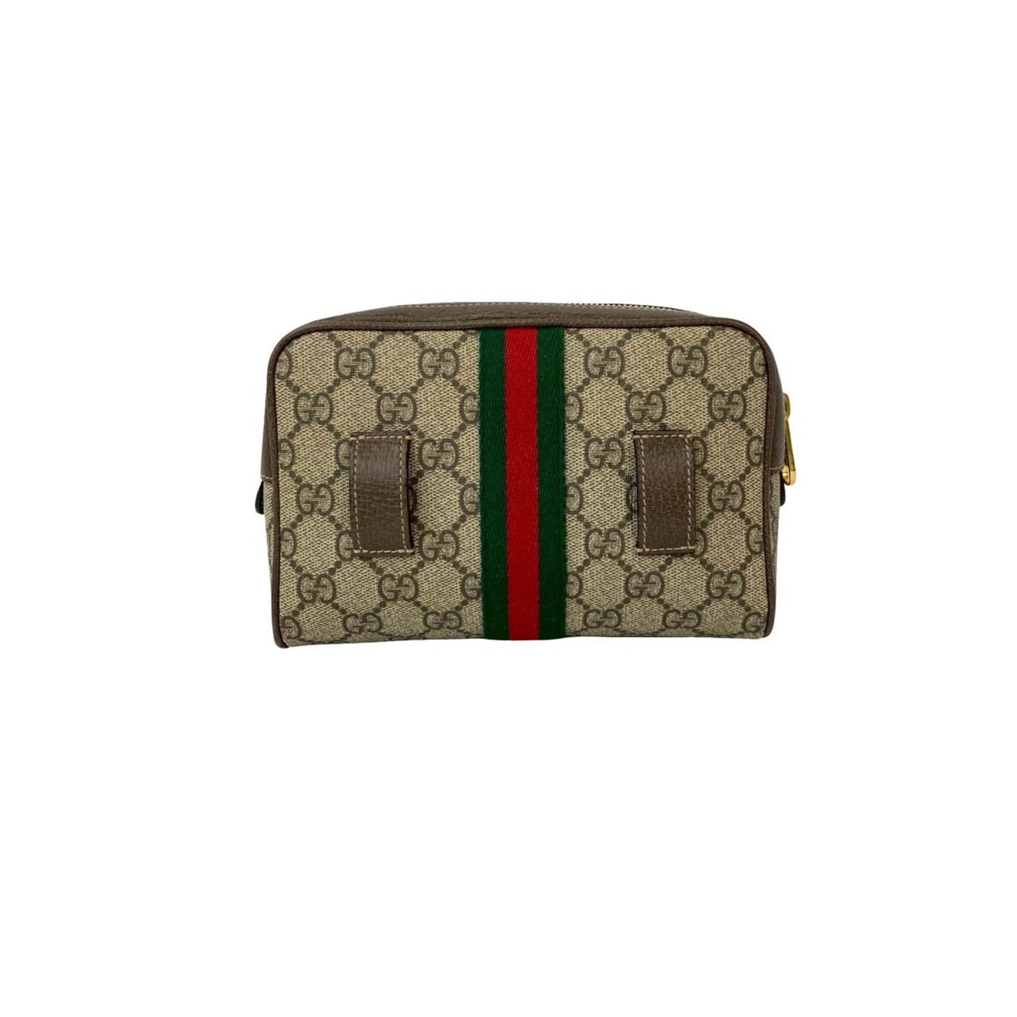 Gucci Brown Green Red Color Leather Pvc Shoulder Bag Sling Bag (Pre-Owned)