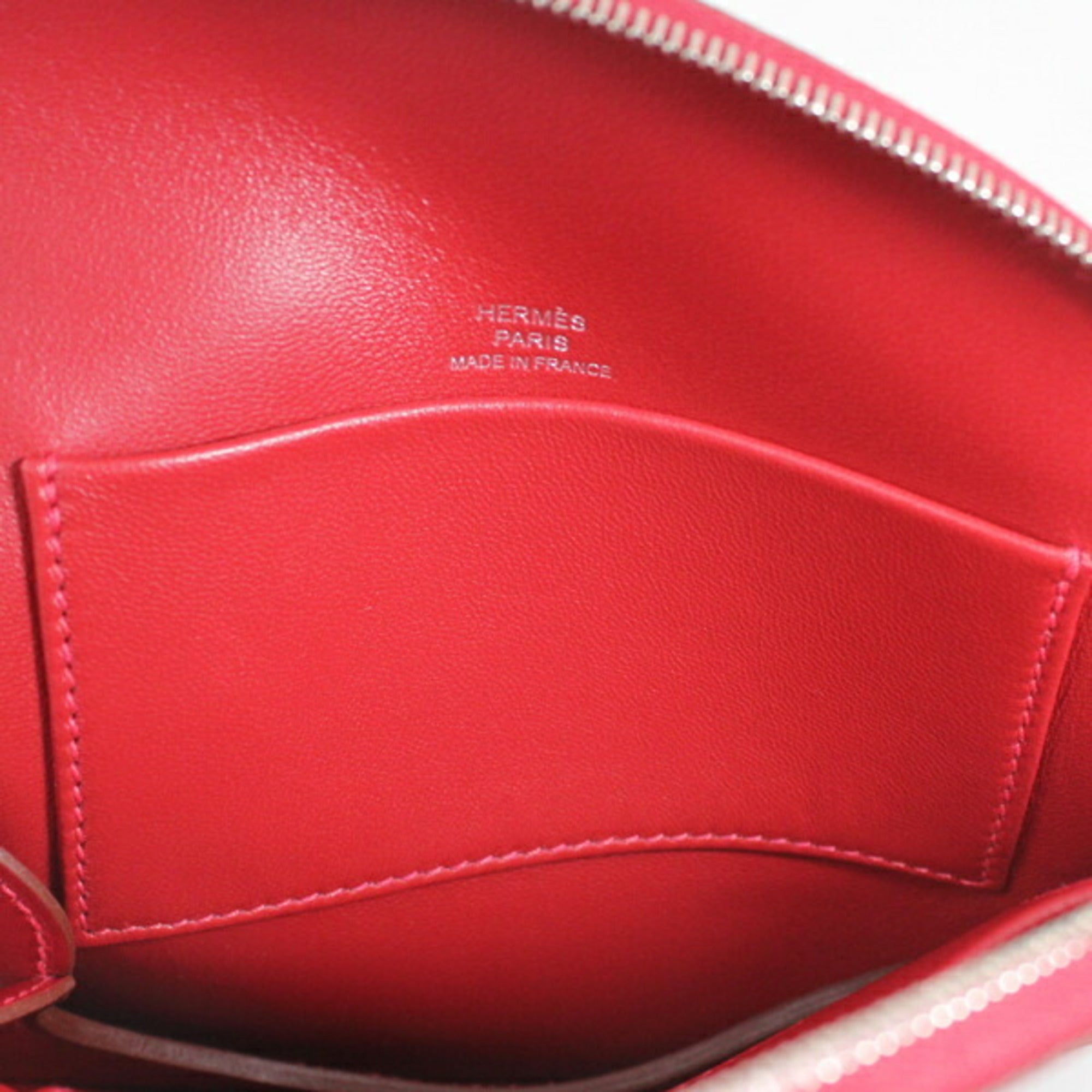Hermes Rouge Vif Tadelakt Leather Chevre Leather Pochette Pouch (Pre-Owned)