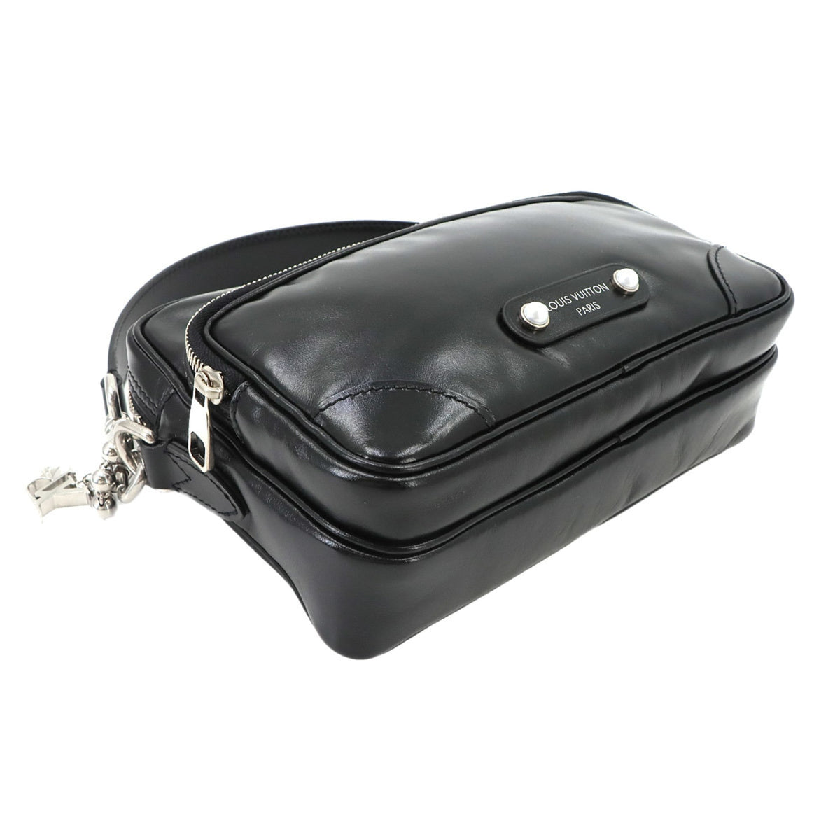 Louis Vuitton Black Leather Handbag Shoulder Bag (Pre-Owned)