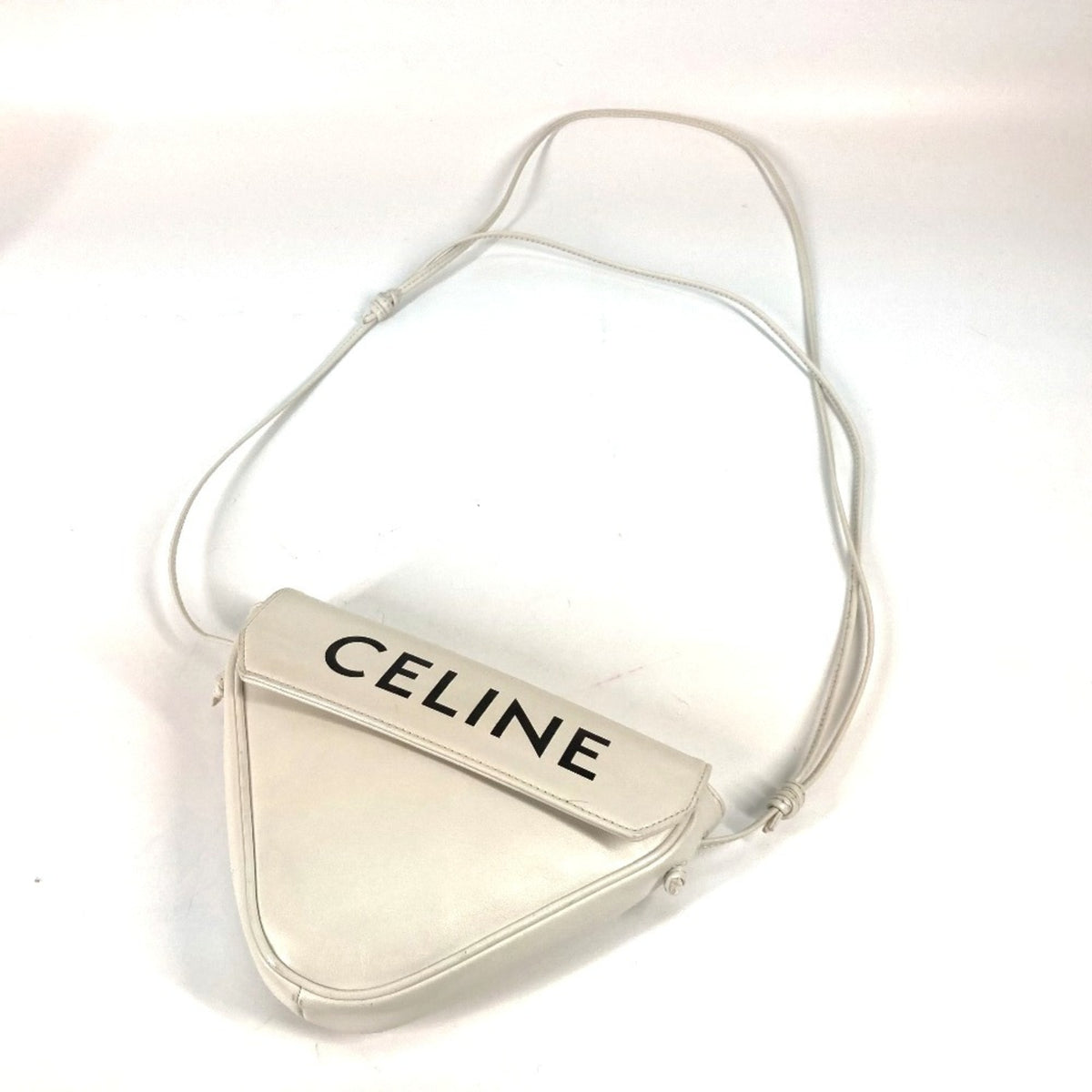 Celine Black White Leather Pochette Shoulder Bag (Pre-Owned)