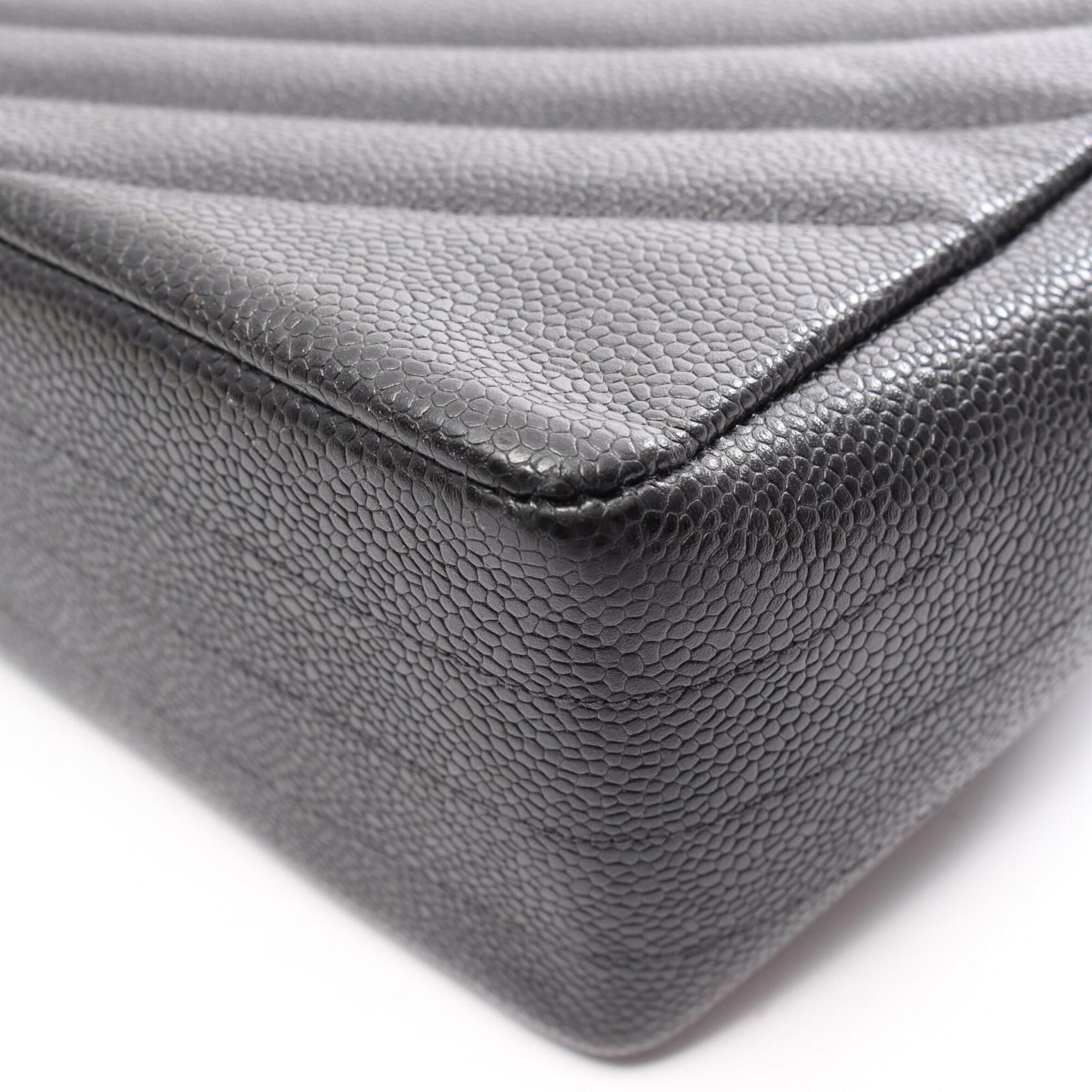 Chanel Black Grained Calfskin Handbag Shoulder Bag (Pre-Owned)