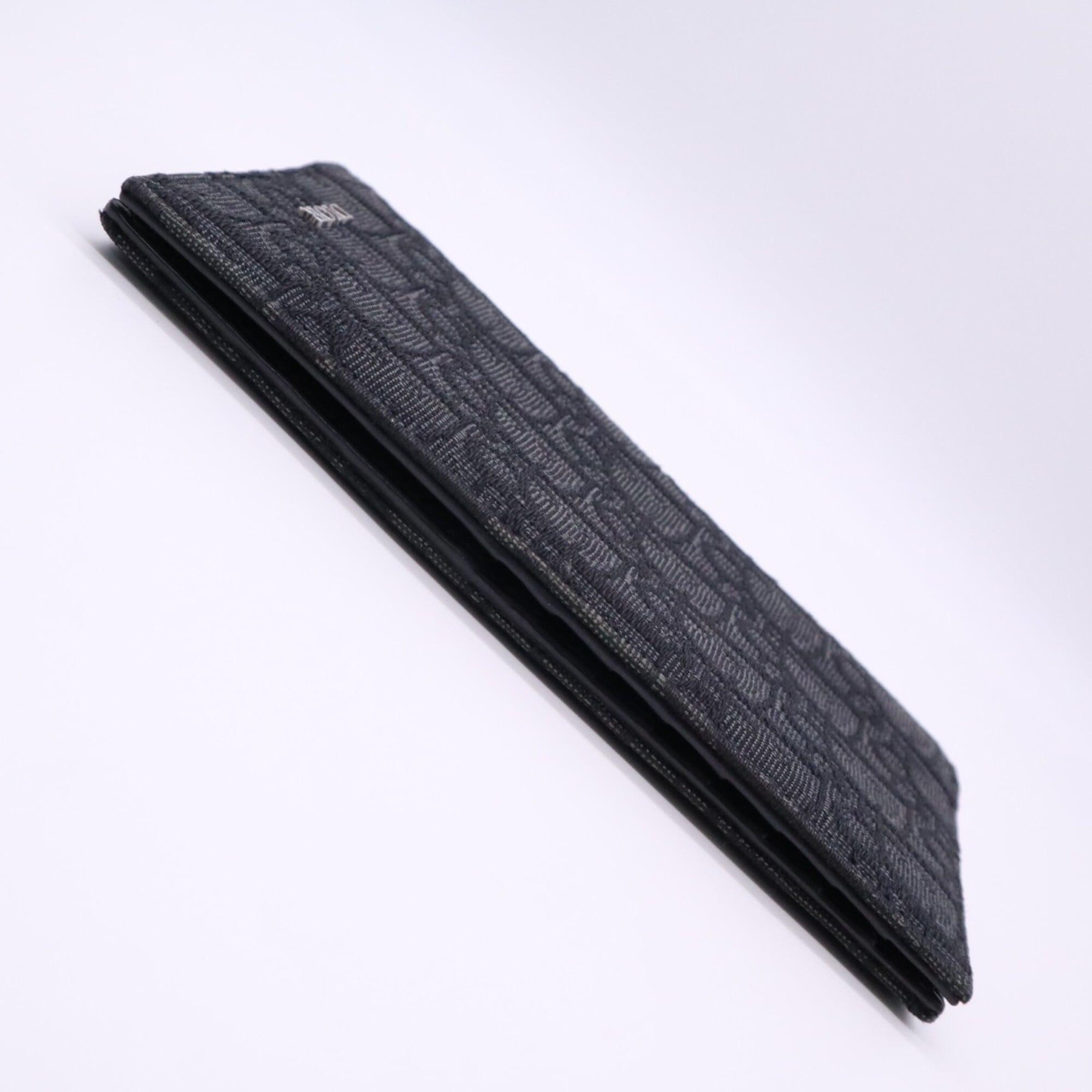 Christian Dior Black Canvas Leather Long Wallet (Bi-Fold) (Pre-Owned)