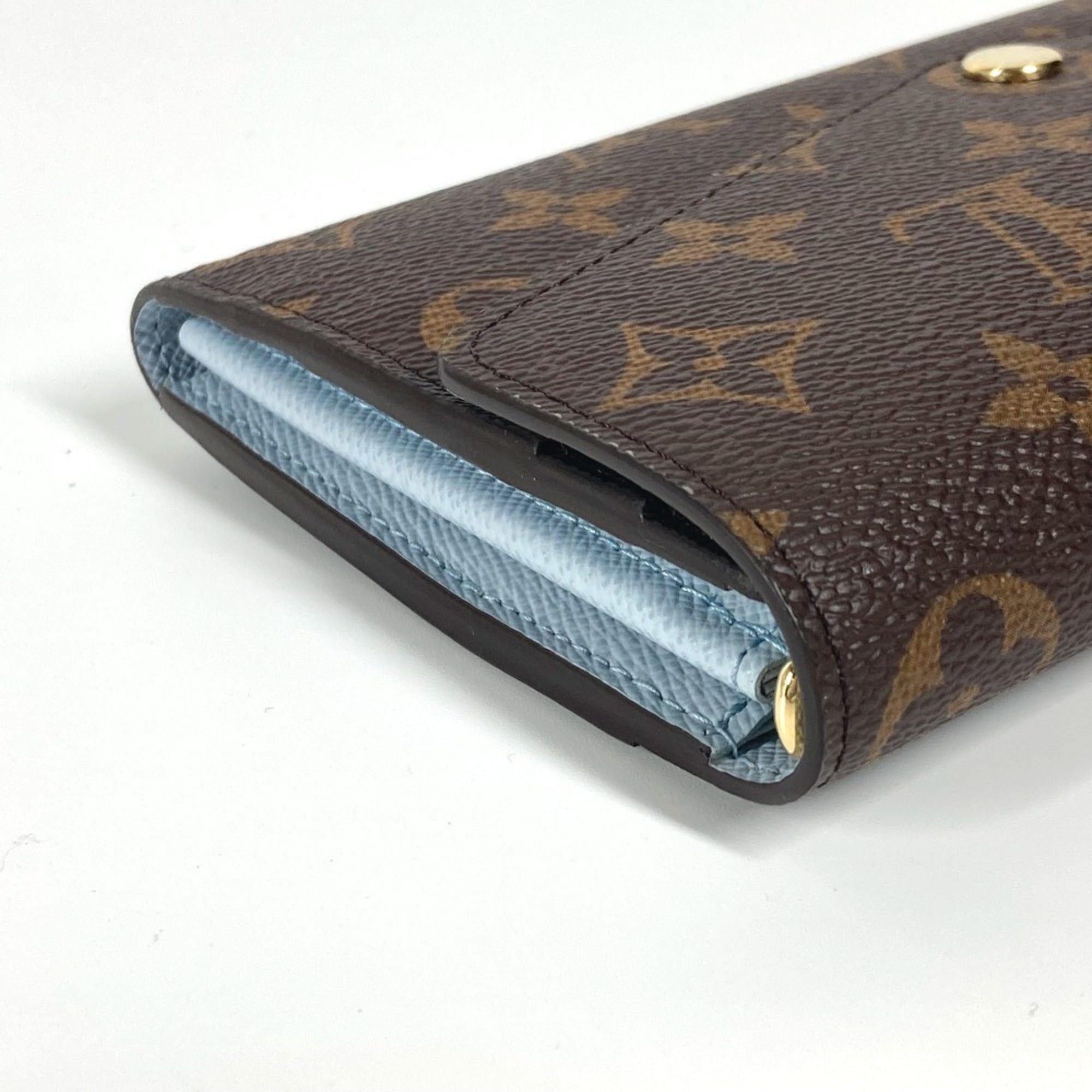 Louis Vuitton Blue Brown Monogram Long Wallet (Bi-Fold) (Pre-Owned)
