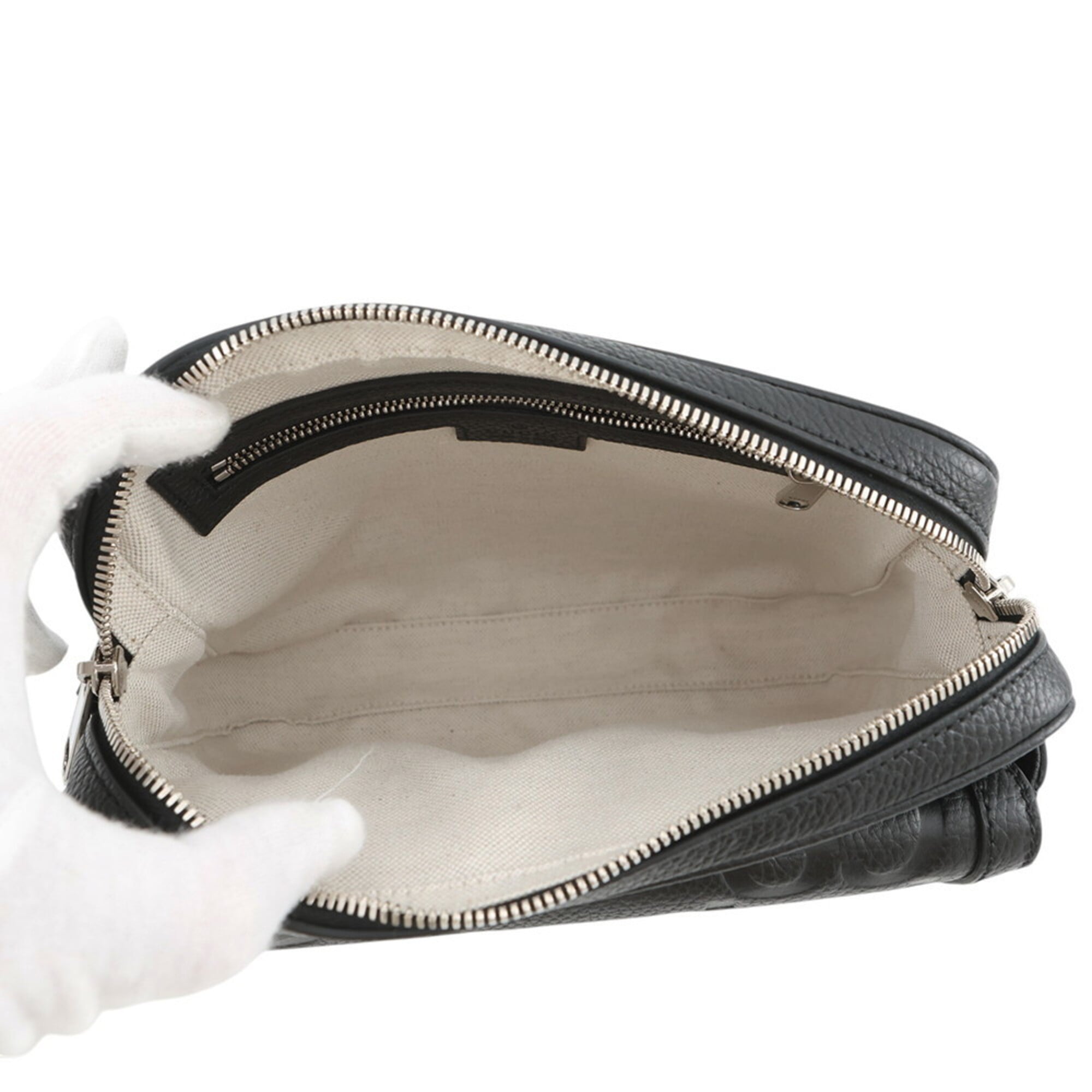 Gucci Black Leather Handbag Shoulder Bag (Pre-Owned)