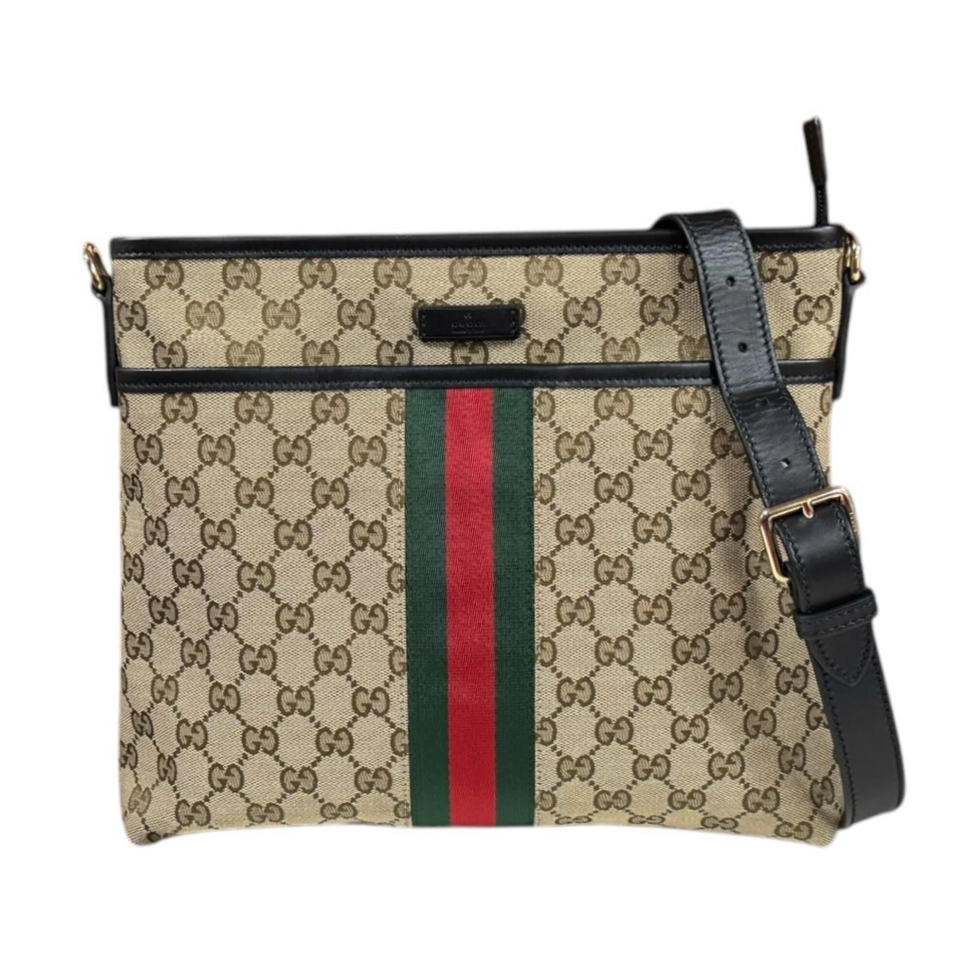 Gucci Beige Brown Gg Canvas Shoulder Bag (Pre-Owned)