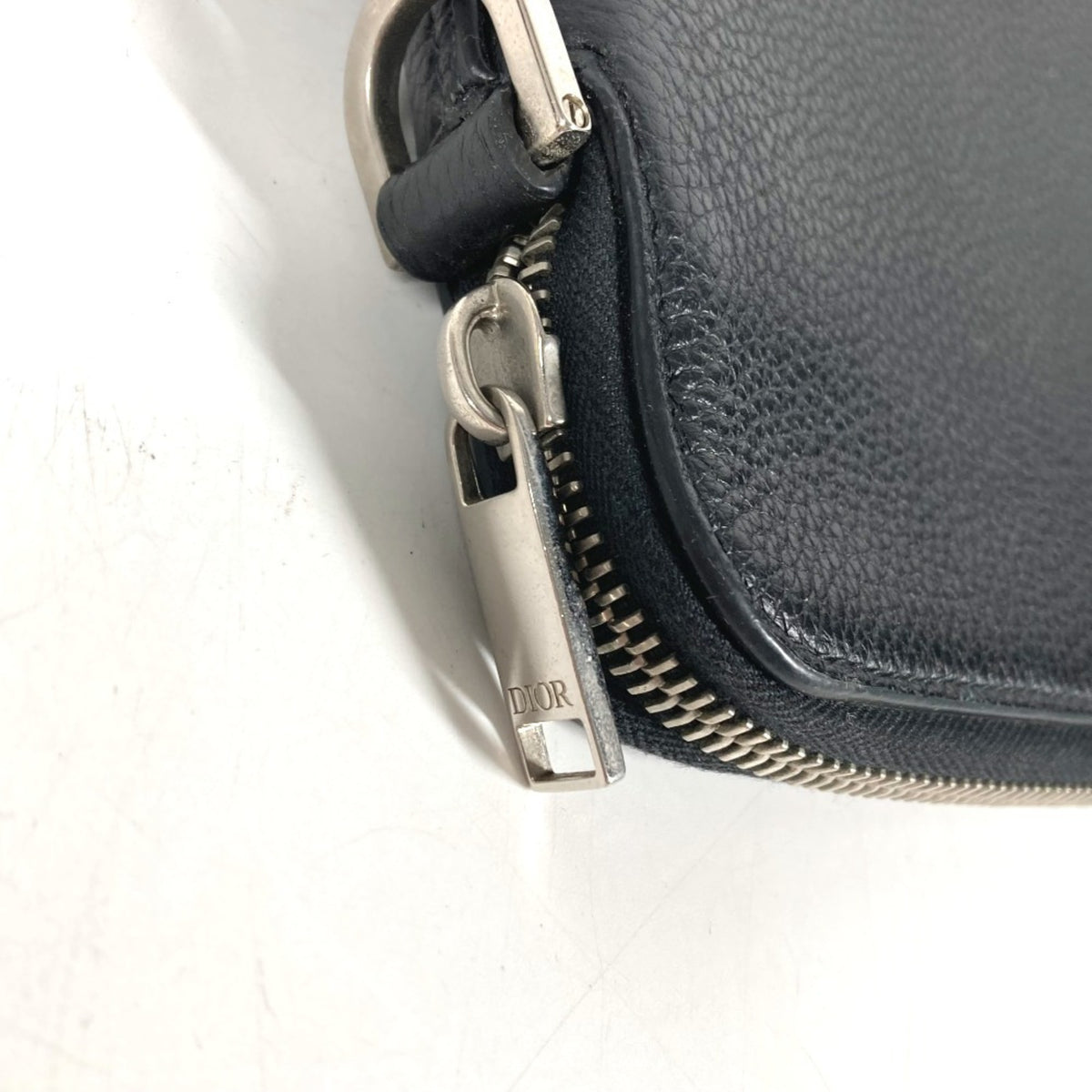 Christian Dior Black Leather Clutch Bag Handbag Pouch (Pre-Owned)