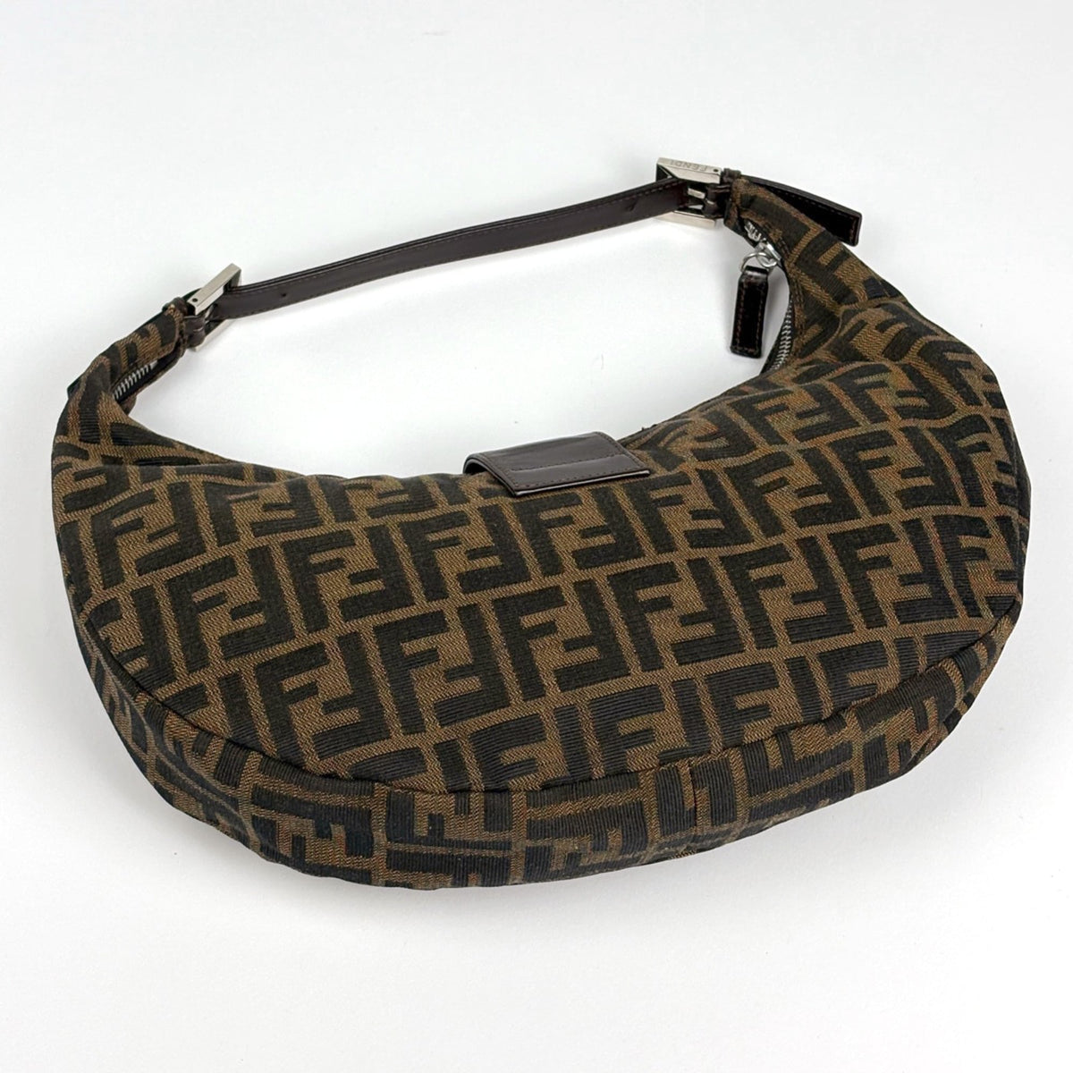 Fendi Brown Canvas Leather Shoulder Bag (Pre-Owned)