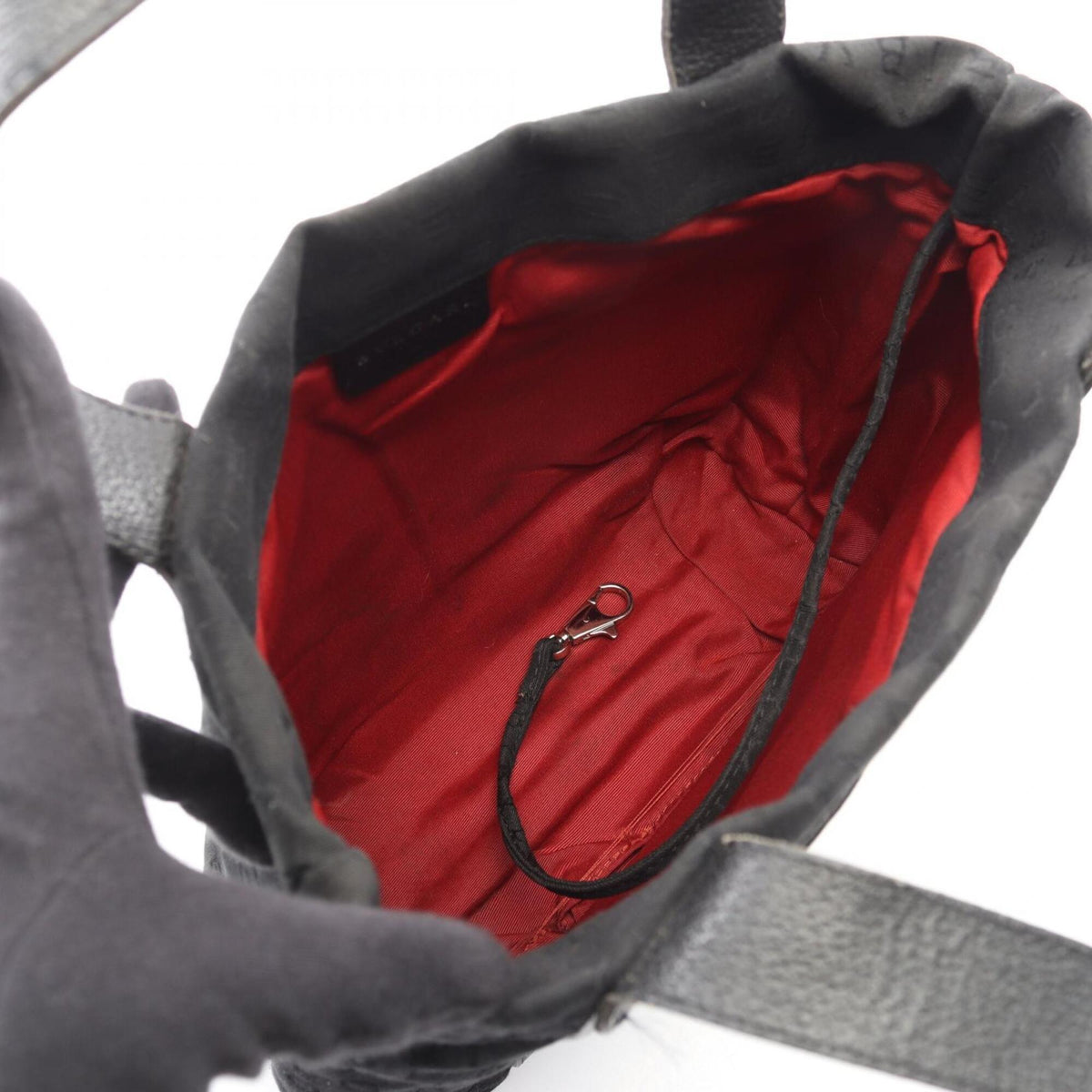 Bvlgari Black Canvas Leather Handbag Pouch (Pre-Owned)