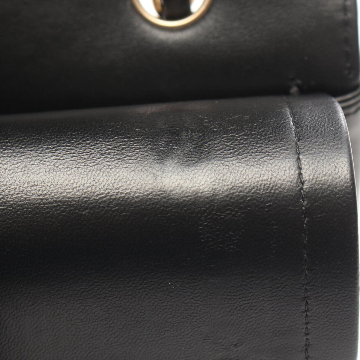 Chanel Black Leather Handbag Shoulder Bag (Pre-Owned)