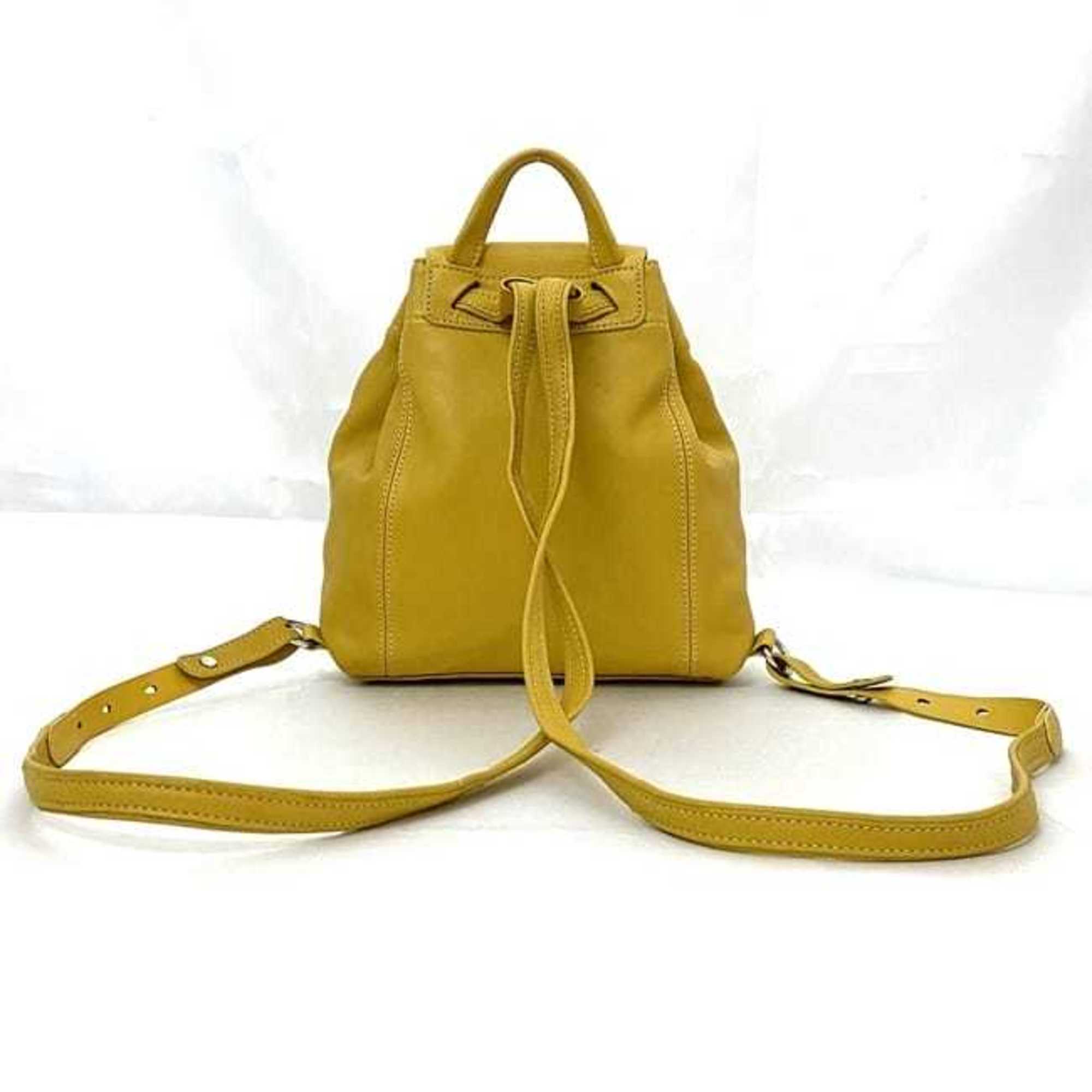 Longchamp Yellow Leather Backpack (Pre-Owned)