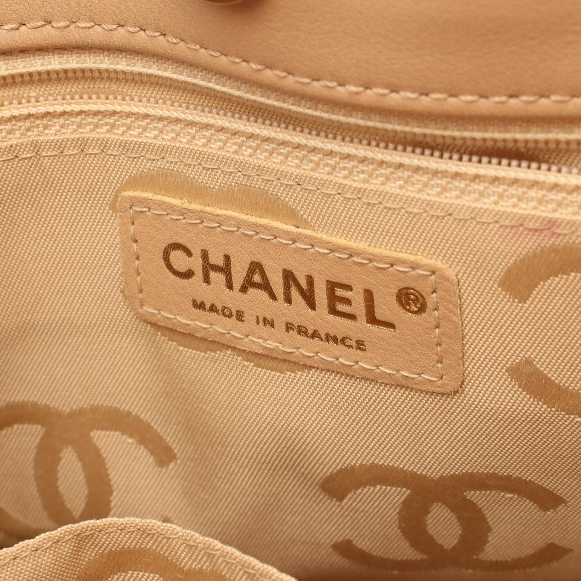 Chanel Beige Leather Handbag Tote Bag (Pre-Owned)