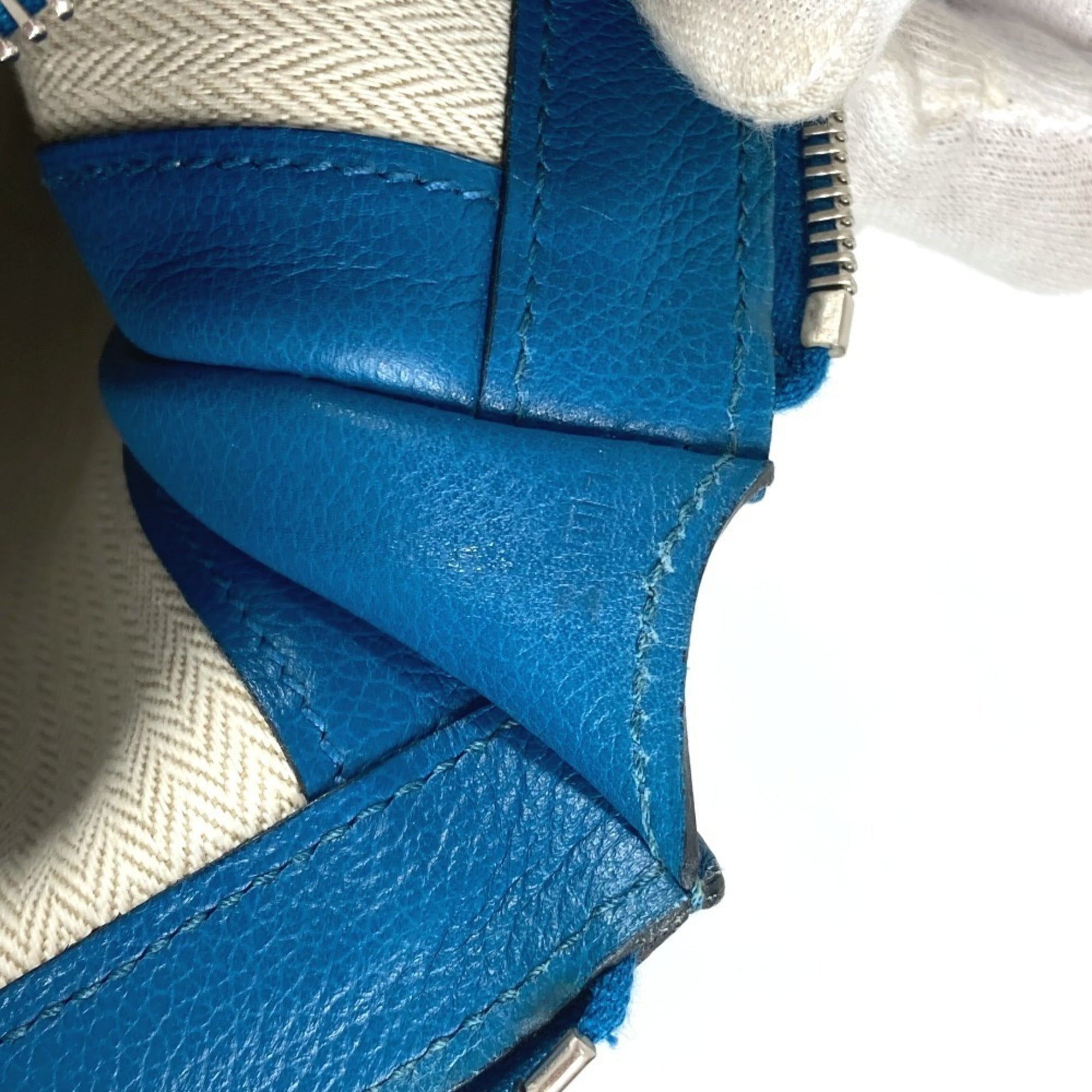 Hermes Blue Leather Clutch Bag Pouch (Pre-Owned)