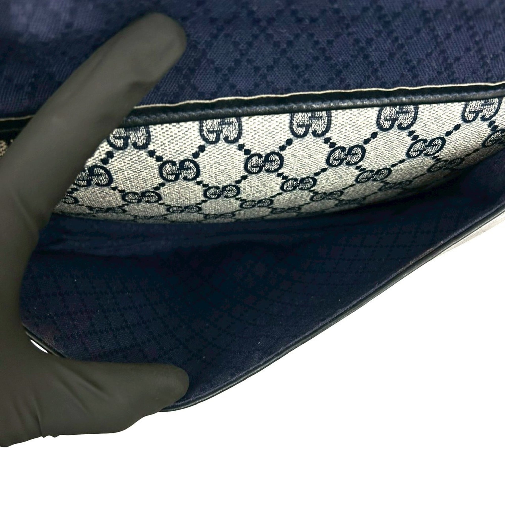 Gucci Navy Red Color Pvc Leather Shoulder Bag (Pre-Owned)