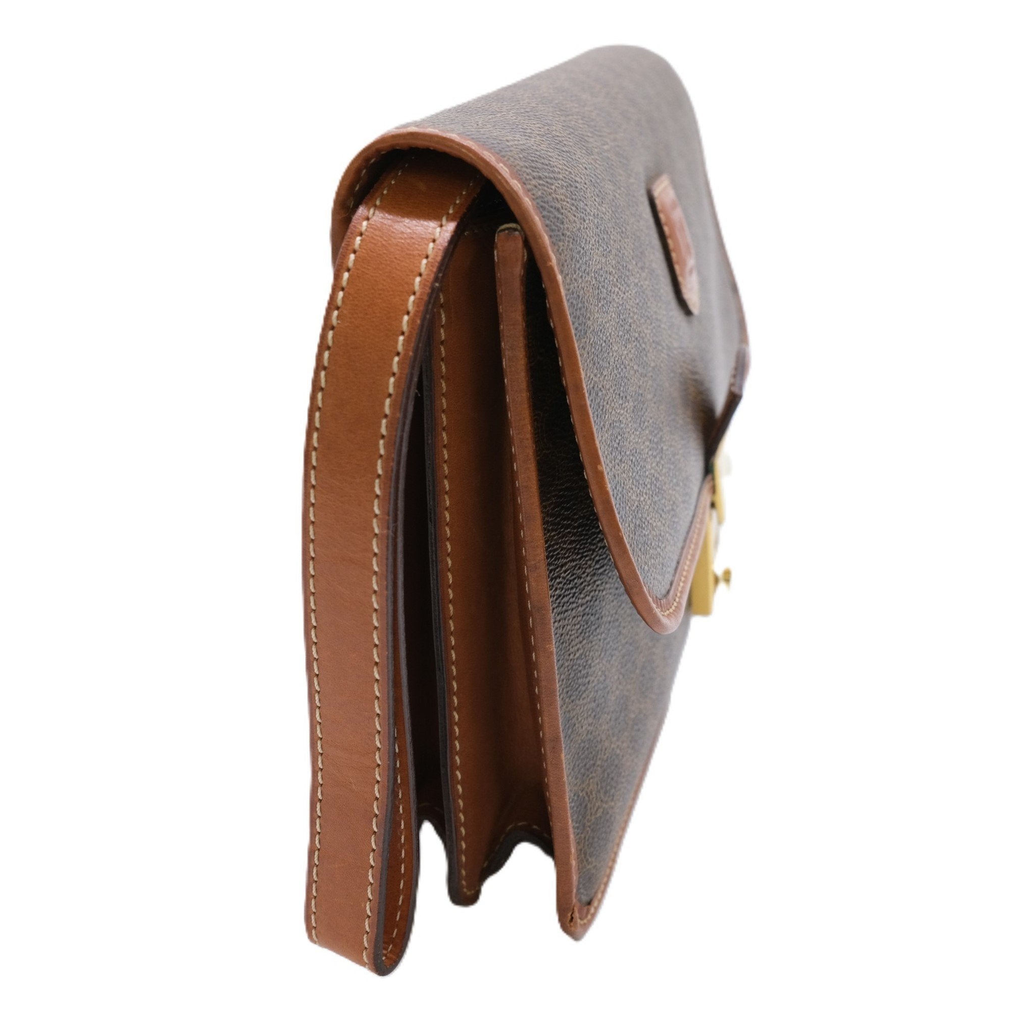 Celine Brown Pvc Leather Clutch Bag (Pre-Owned)
