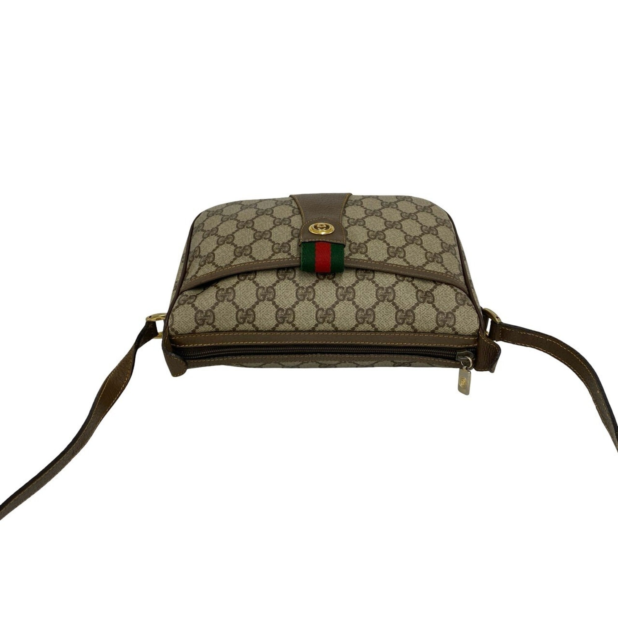Gucci Brown Green Red Color Leather Pvc Pochette Shoulder Bag (Pre-Owned)