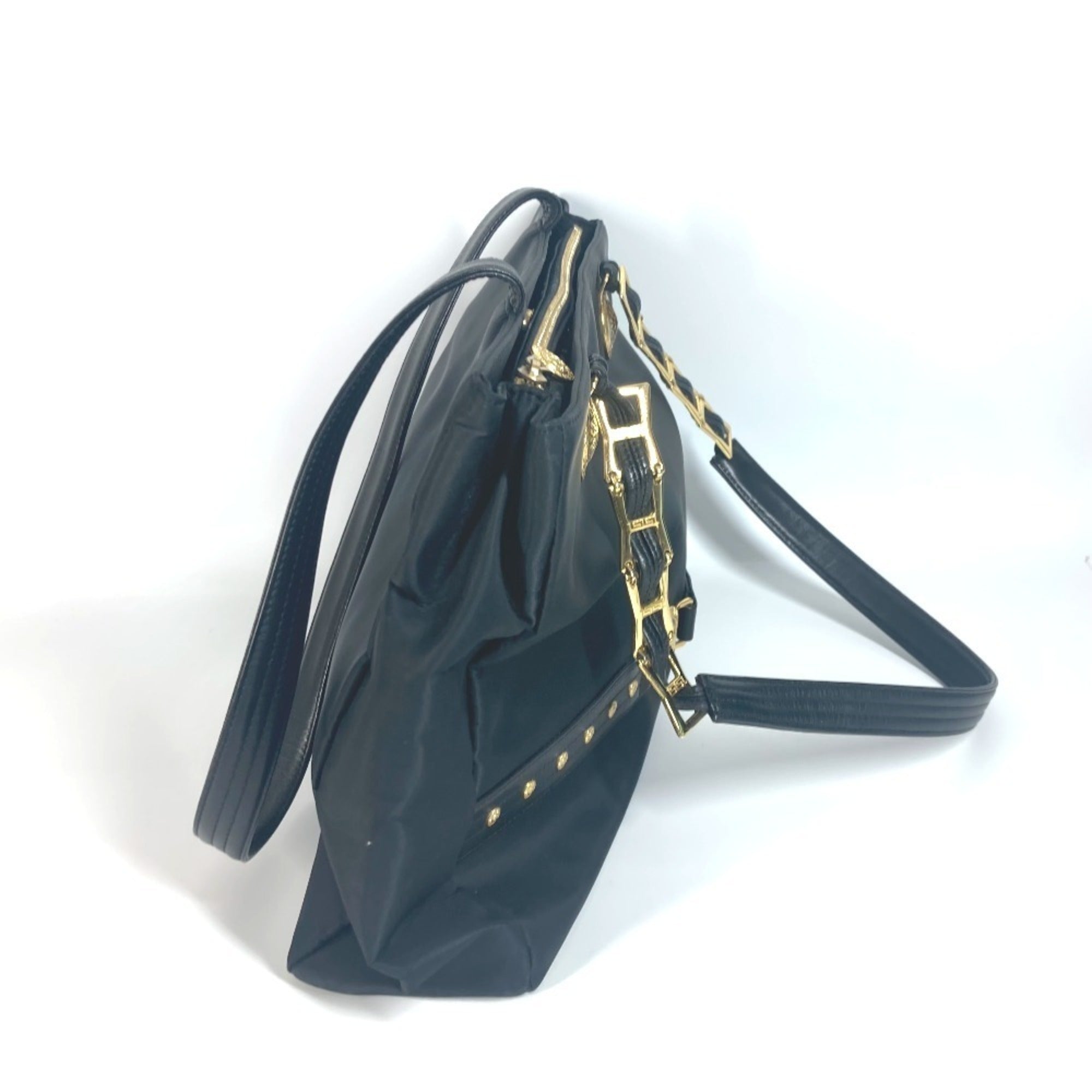 Versace Black Nylon Shoulder Bag Tote Bag (Pre-Owned)