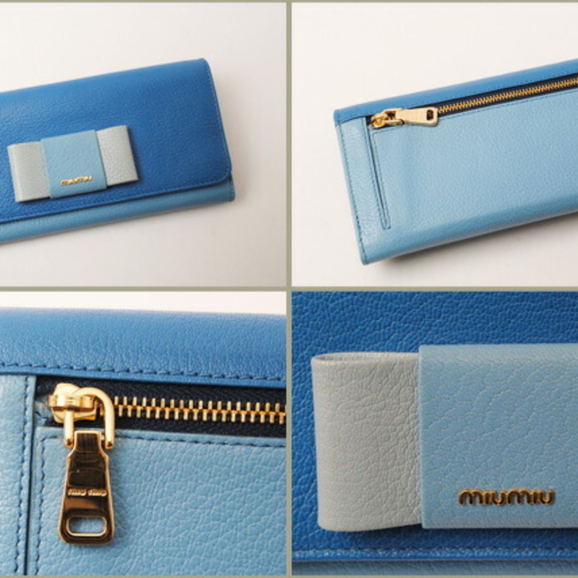 Miu Miu Blue Leather Long Wallet (Bi-Fold) (Pre-Owned)