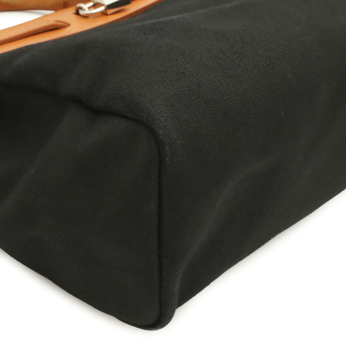 Hermes Her Bag Black Brown Light Brown Toile Officier Leather Handbag Shoulder Bag (Pre-Owned)