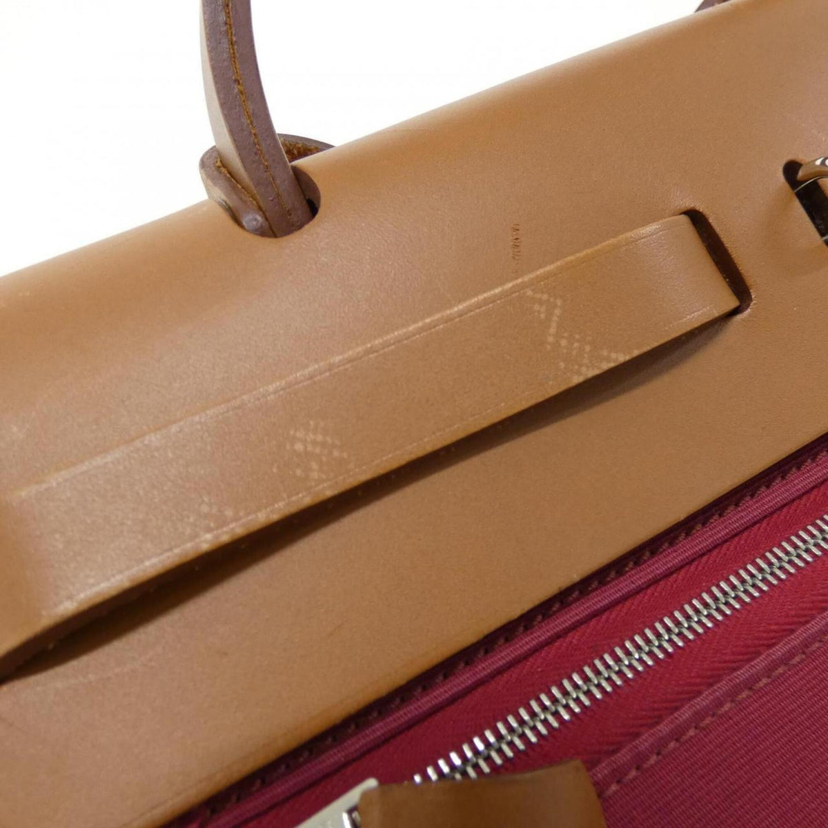 Hermes Red Color Toile Officier Handbag (Pre-Owned)