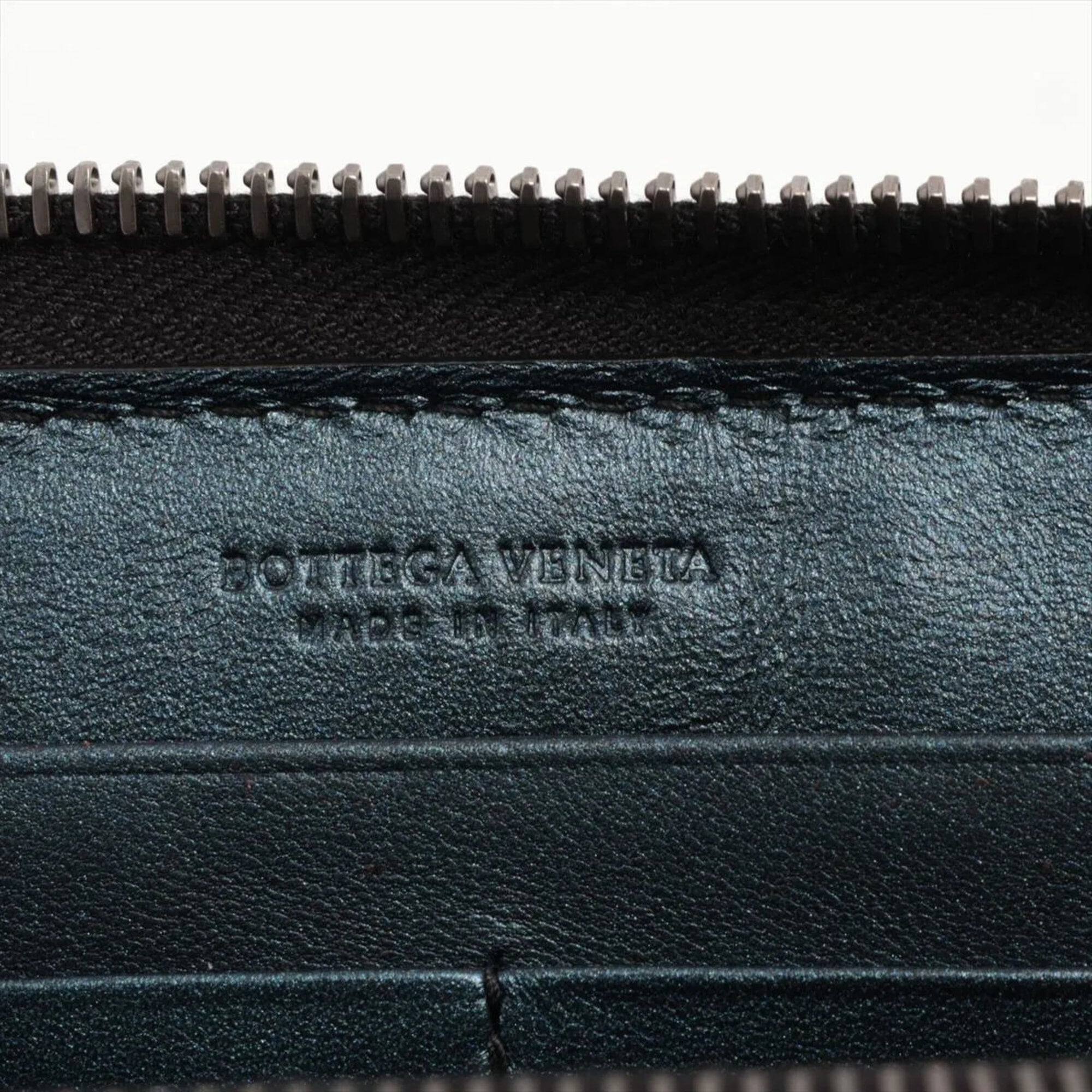Bottega Veneta Navy Leather Long Wallet (Bi-Fold) (Pre-Owned)