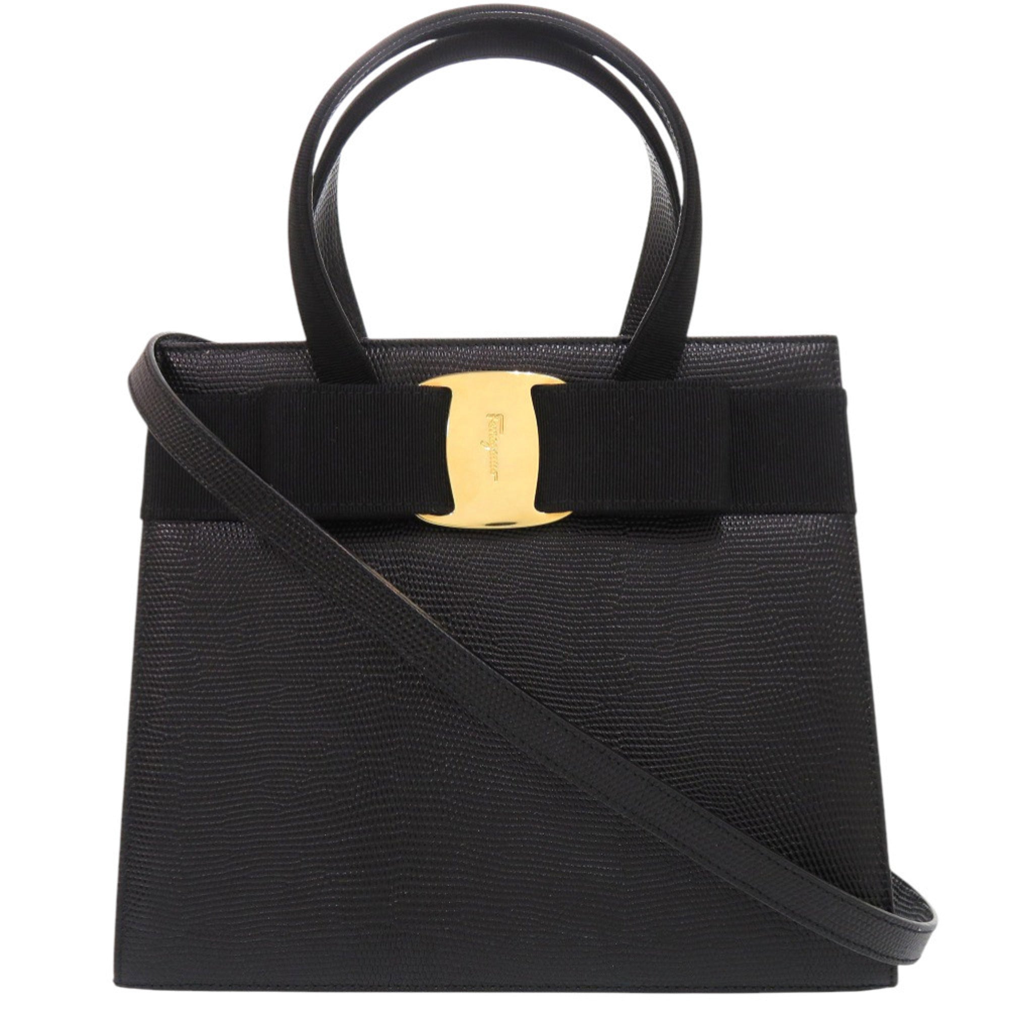 Salvatore Ferragamo Black Leather Handbag (Pre-Owned)