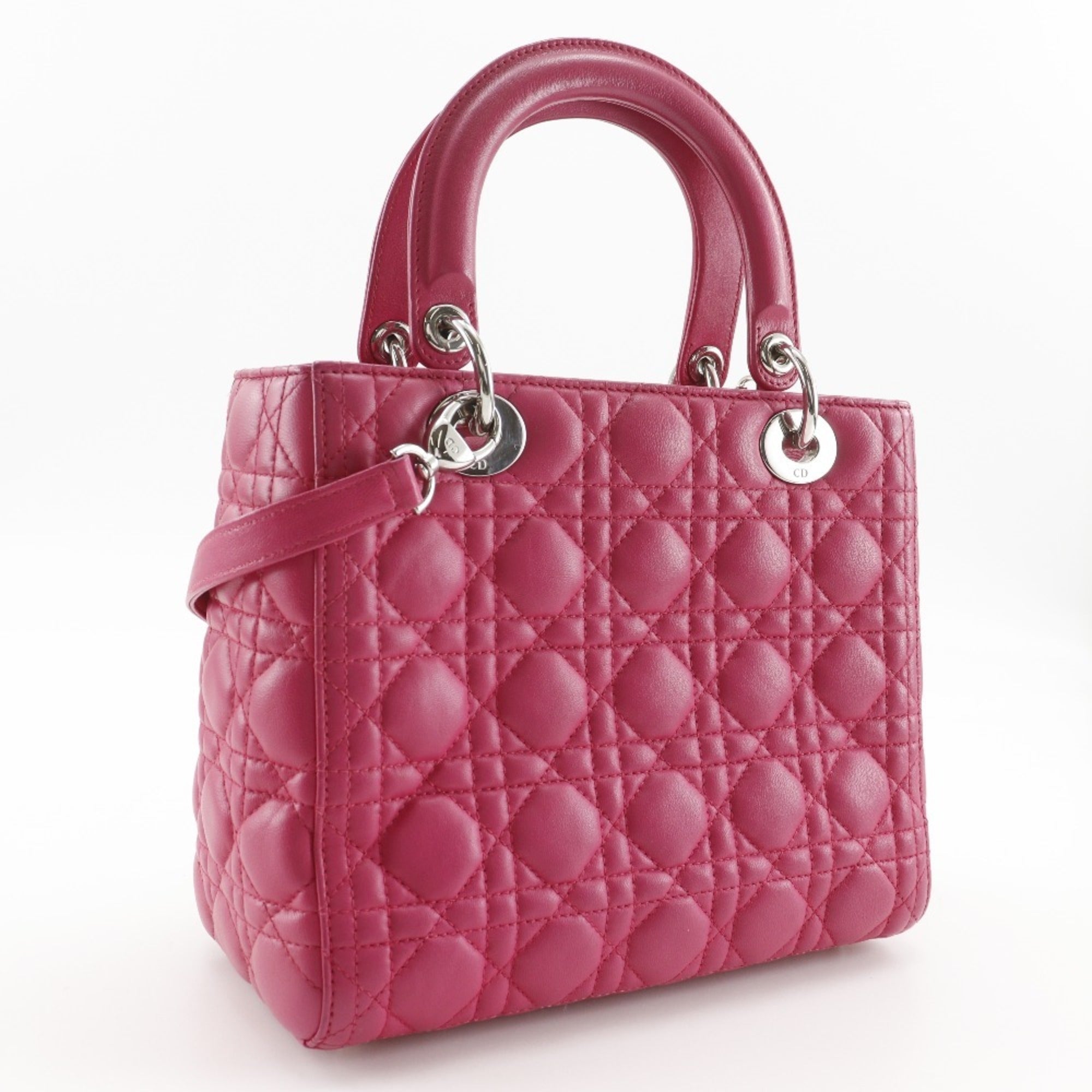 Christian Dior Lady Dior Pink Leather Handbag (Pre-Owned)
