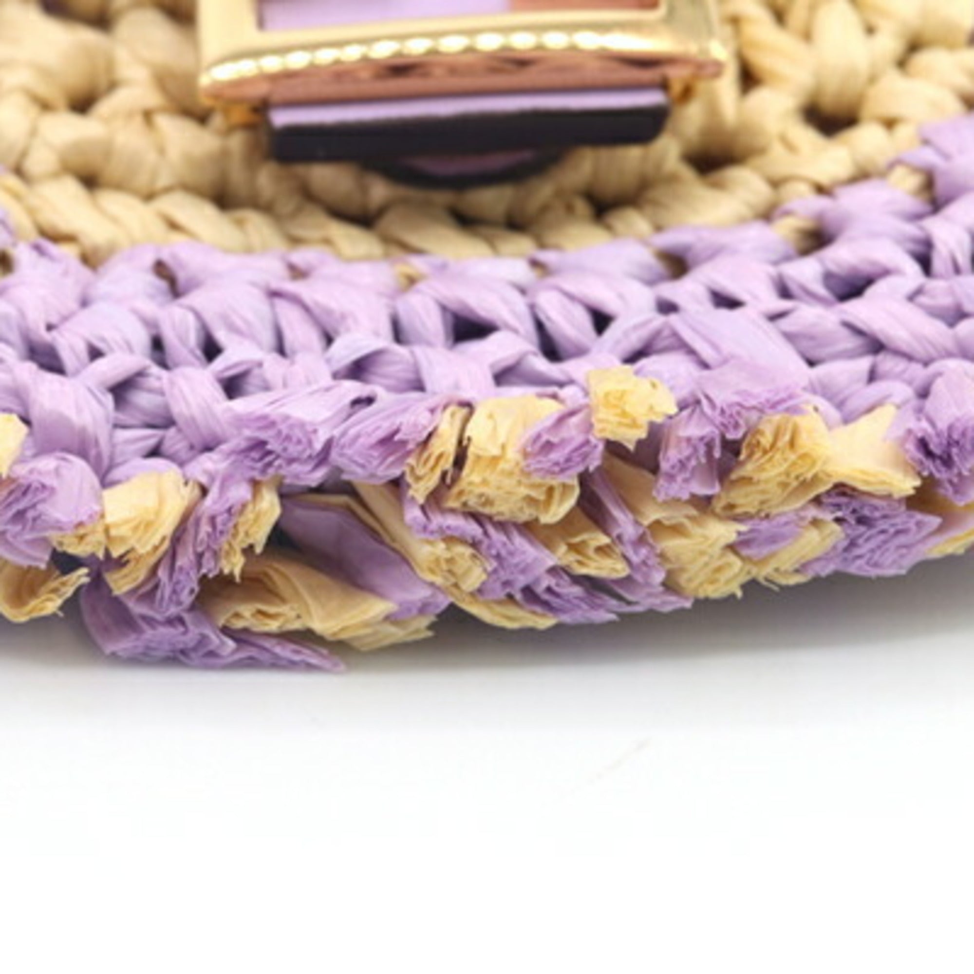 Fendi Raffia Leather Metal Pochette Pouch (Pre-Owned)