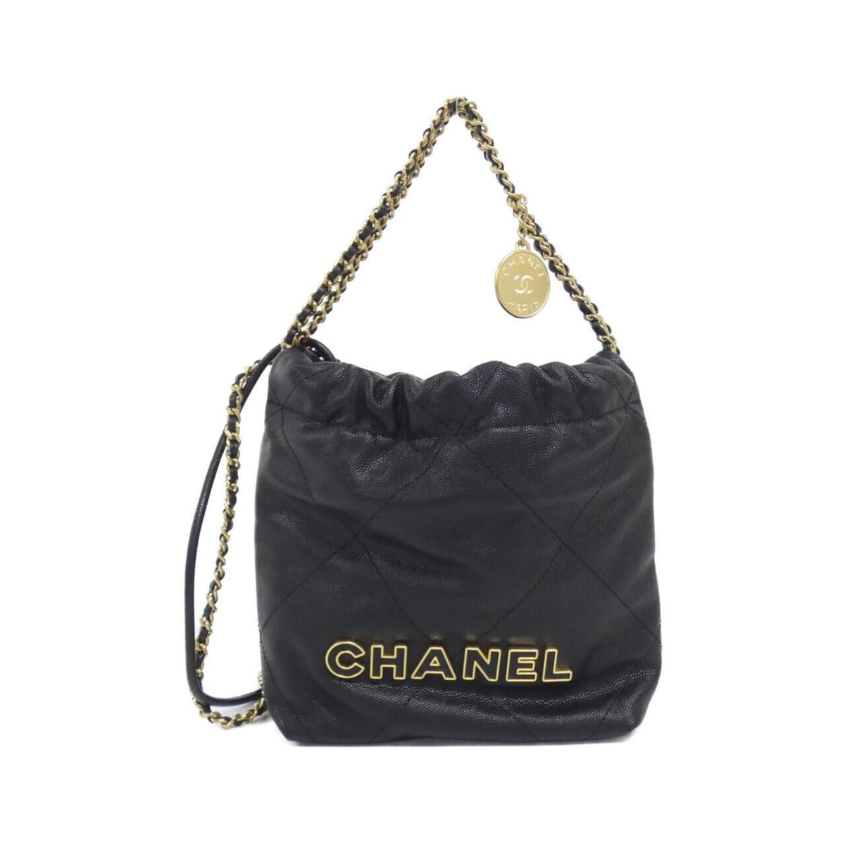 Chanel Black Grained Calfskin Handbag (Pre-Owned)