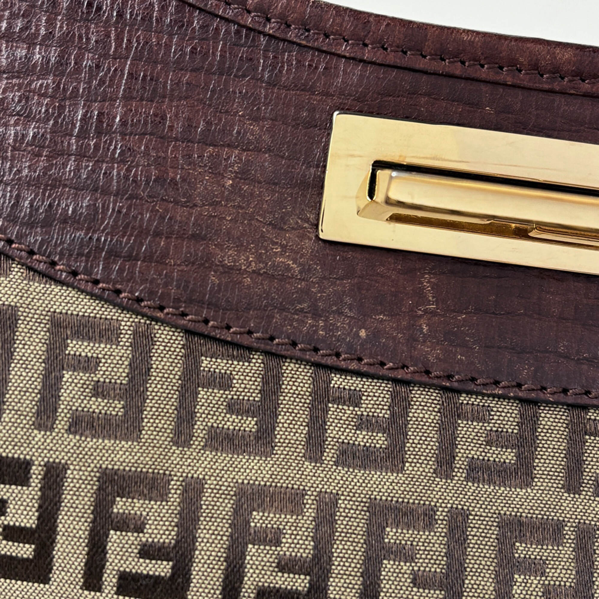 Fendi Brown Zucchino Shoulder Bag (Pre-Owned)