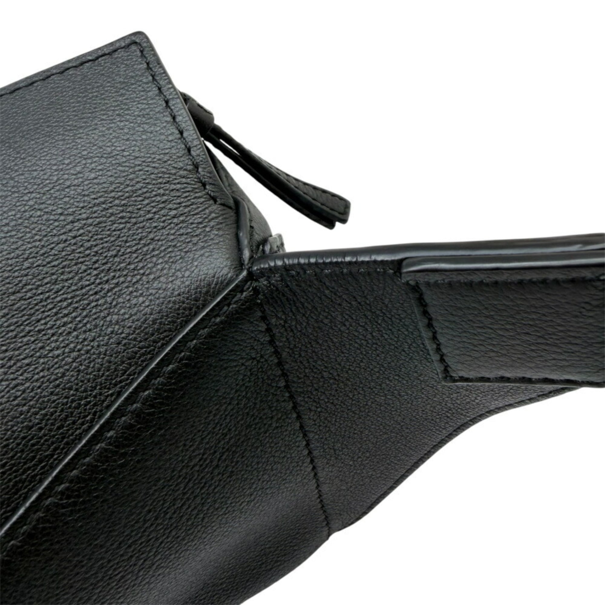 Loewe Puzzle Black Leather Fanny Pack Sling Bag (Pre-Owned)