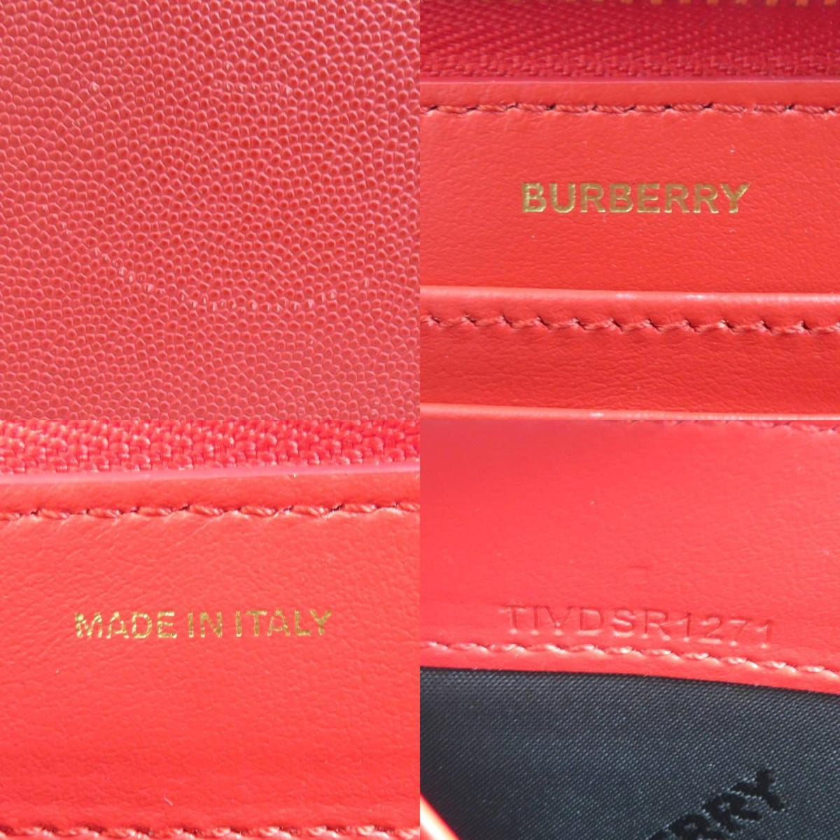 Burberry Red Color Leather Long Wallet (Bi-Fold) (Pre-Owned)