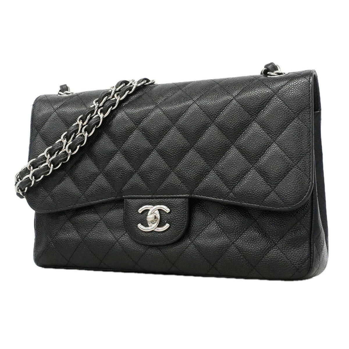 Chanel Black Grained Calfskin Shoulder Bag (Pre-Owned)