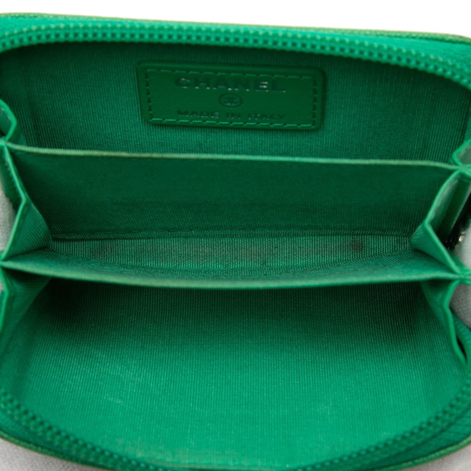 Chanel Boy Chanel Green Grained Calfskin Coin Purse/Coin Case (Pre-Owned)