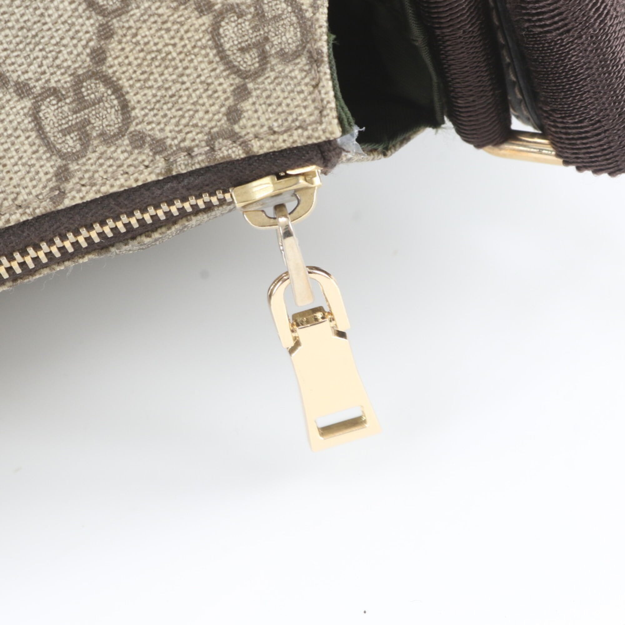 Gucci Brown Leather Coated Canvas Messenger Bag Shoulder Bag Tote Bag (Pre-Owned)