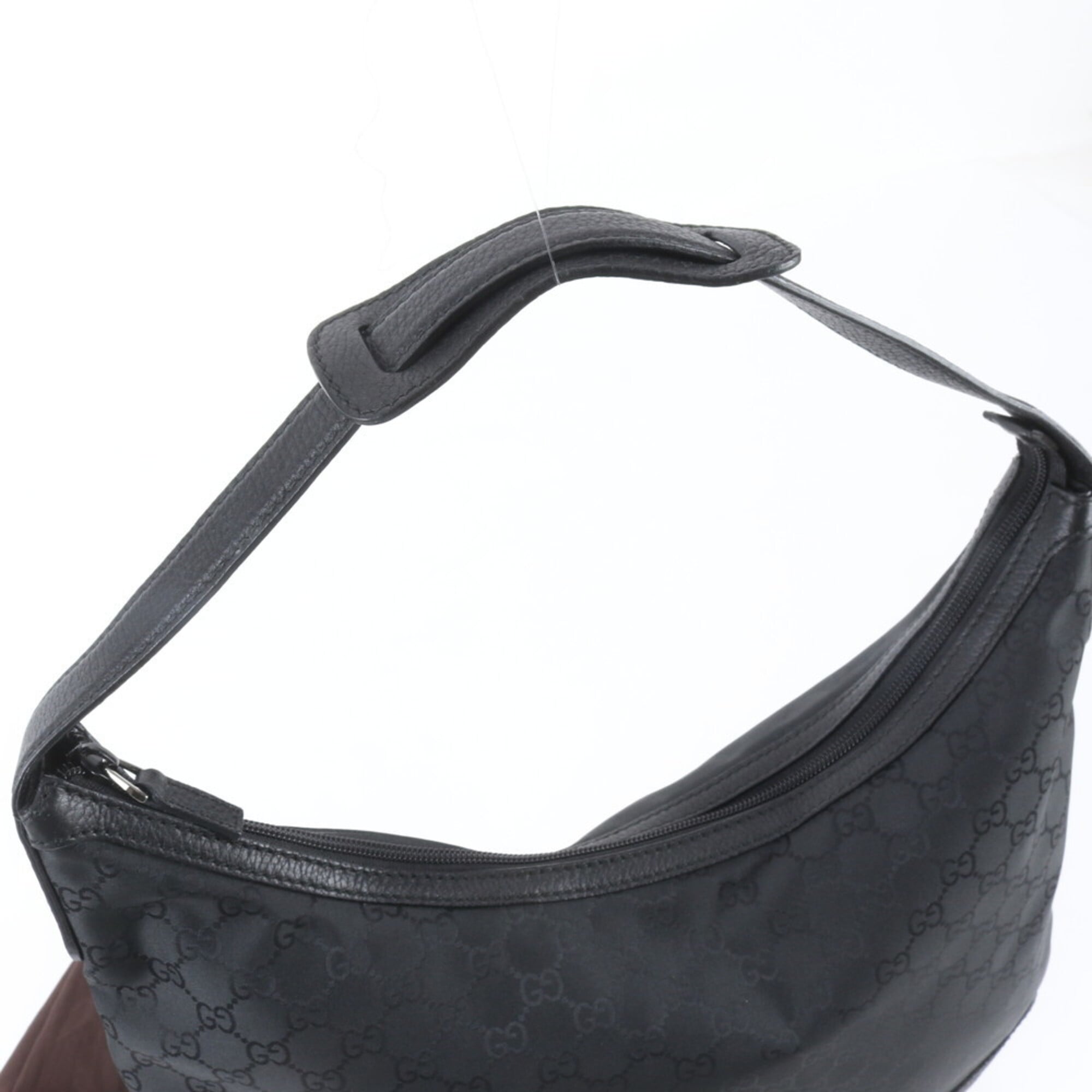 Gucci Black Nylon Leather Handbag Shoulder Bag Tote Bag (Pre-Owned)