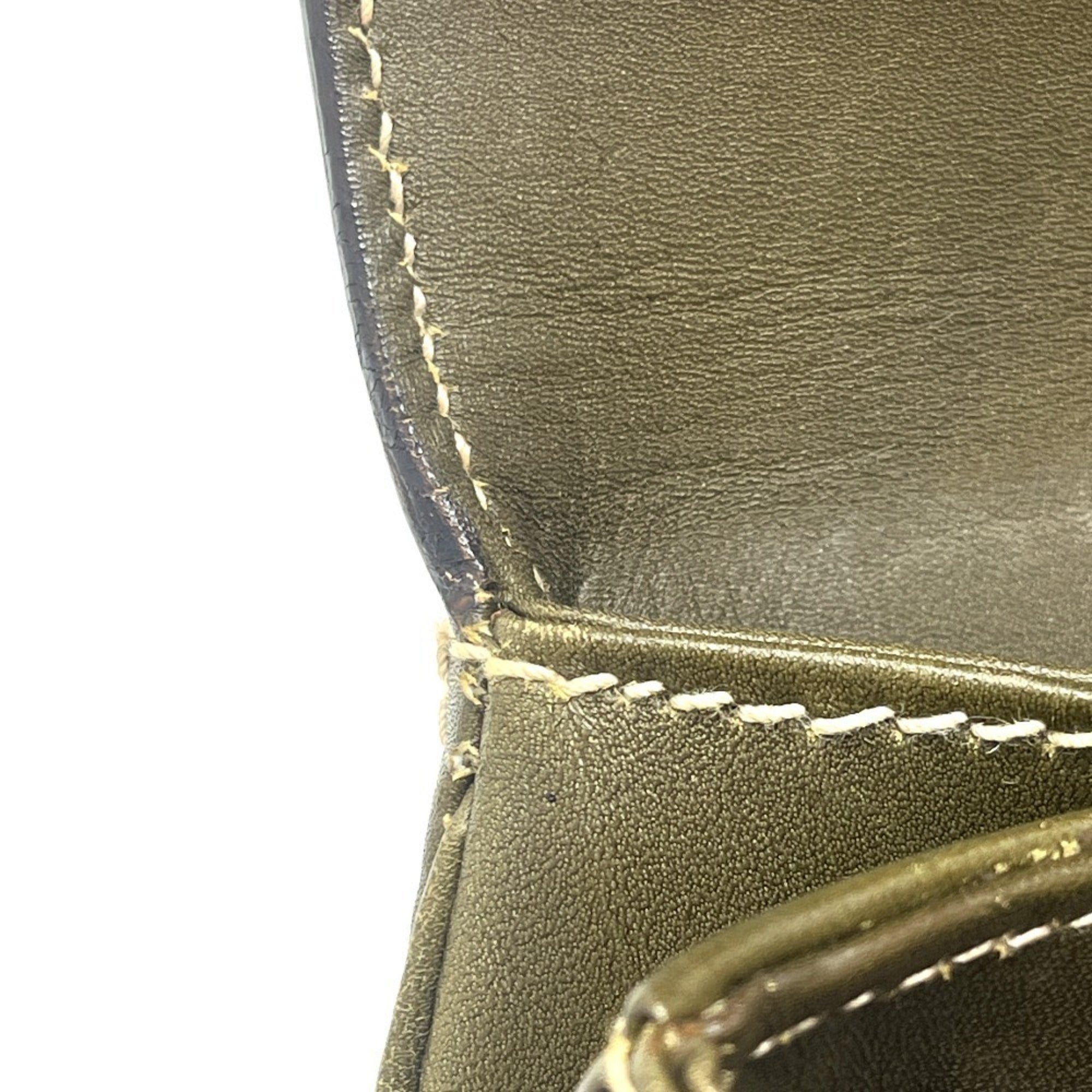 Gucci Khaki Leather Handbag Tote Bag (Pre-Owned)