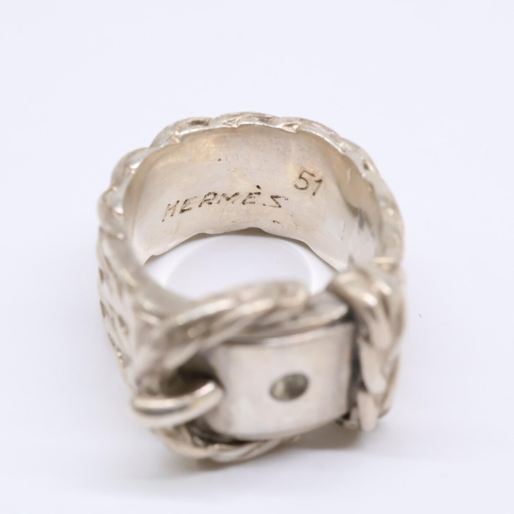 Hermes Silver Silver 925 Band Ring (Pre-Owned)