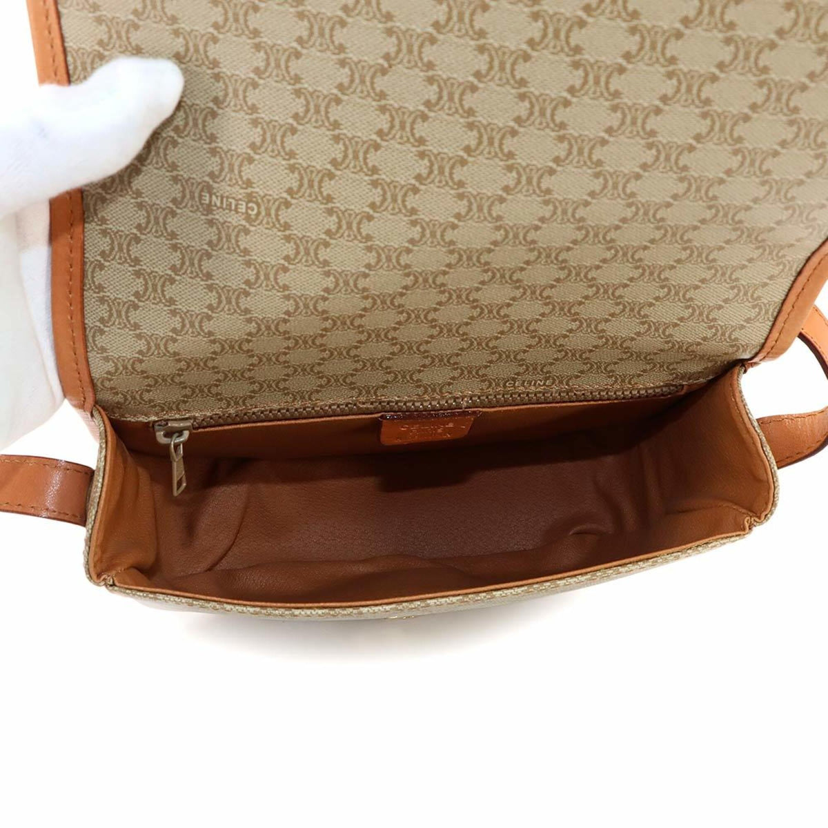 Celine Beige Beige Gold Pvc Leather Handbag Shoulder Bag (Pre-Owned)