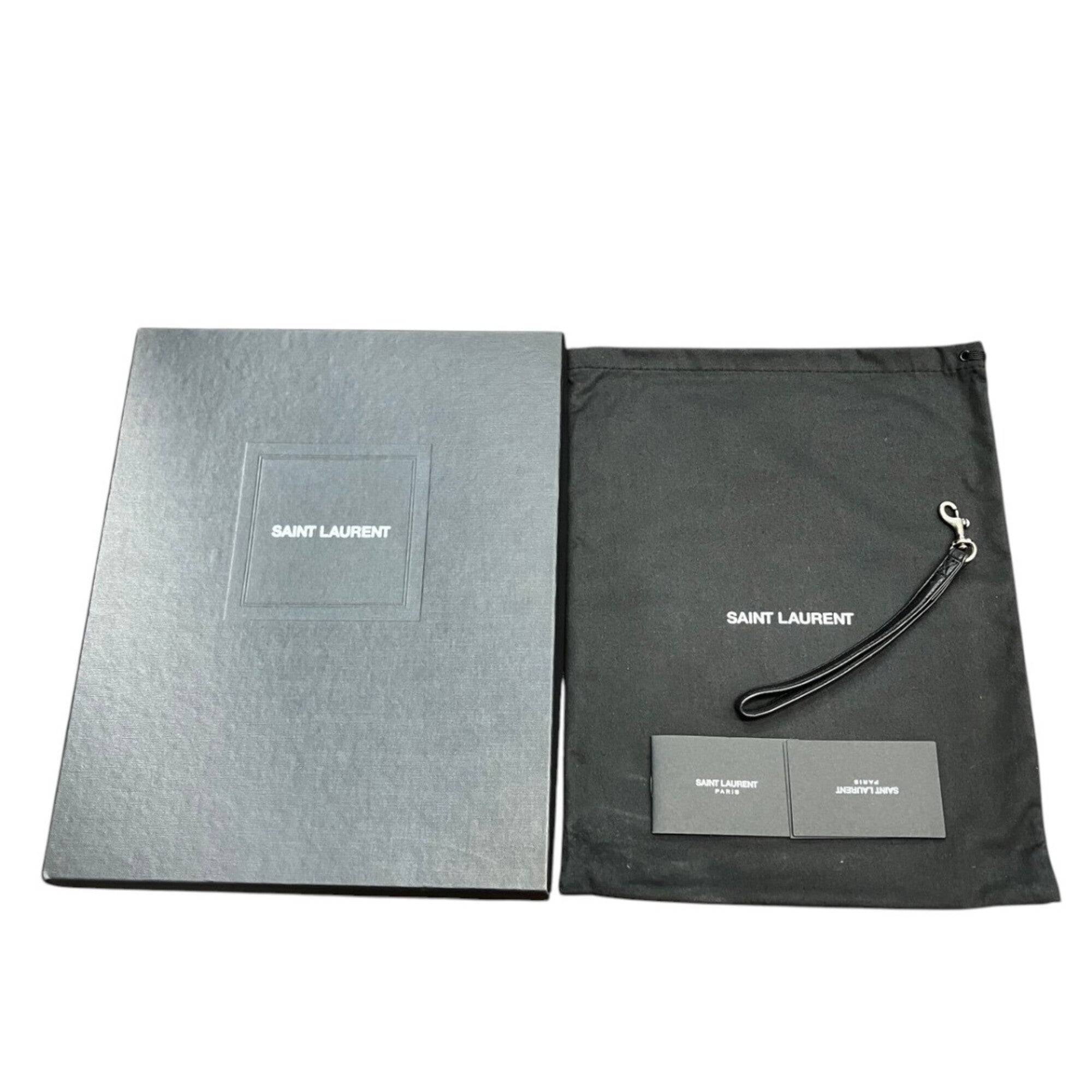 Yves Saint Laurent Black Canvas Leather Clutch Bag (Pre-Owned)