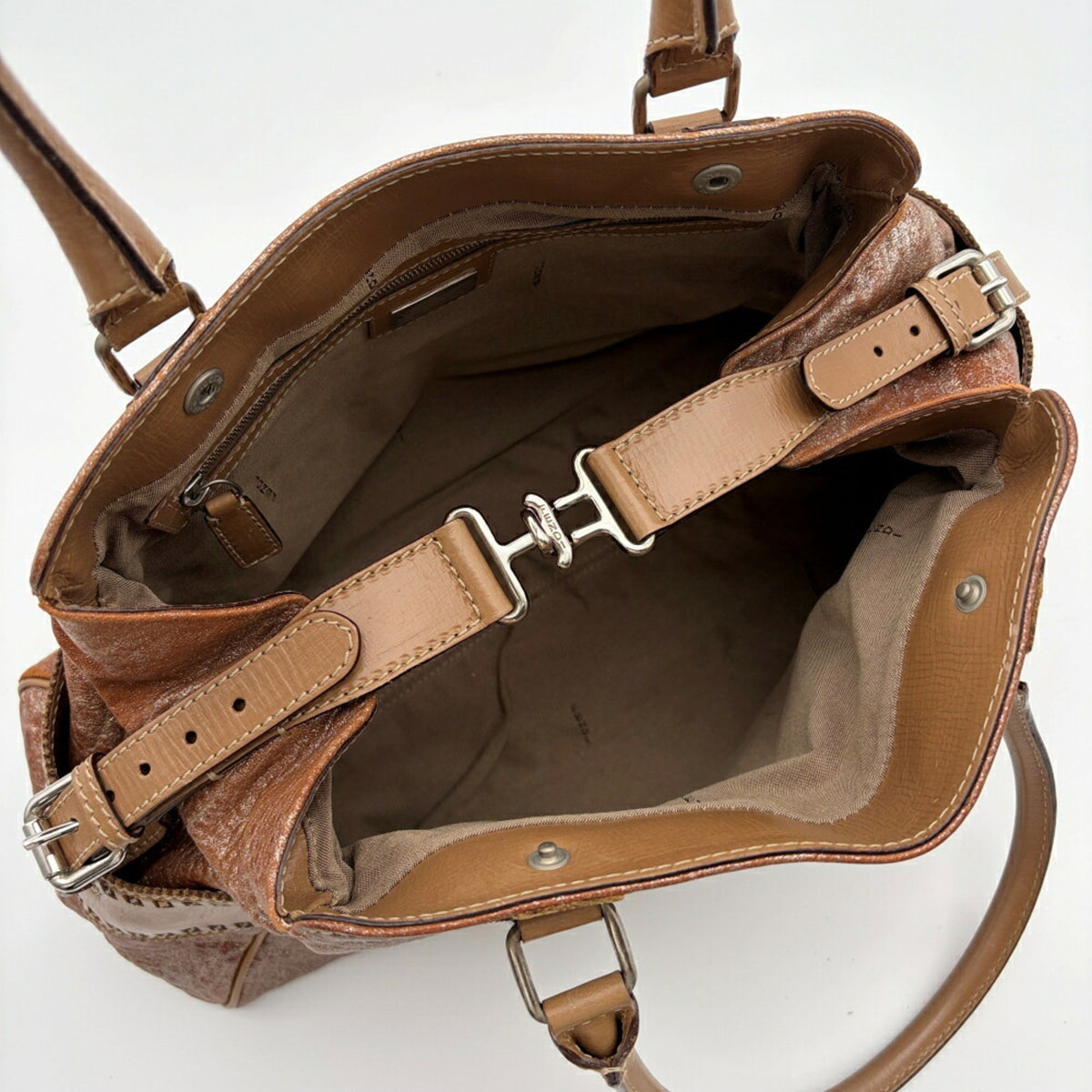 Fendi Etnico Bronze Brown Metallic Leather Handbag Tote Bag (Pre-Owned)