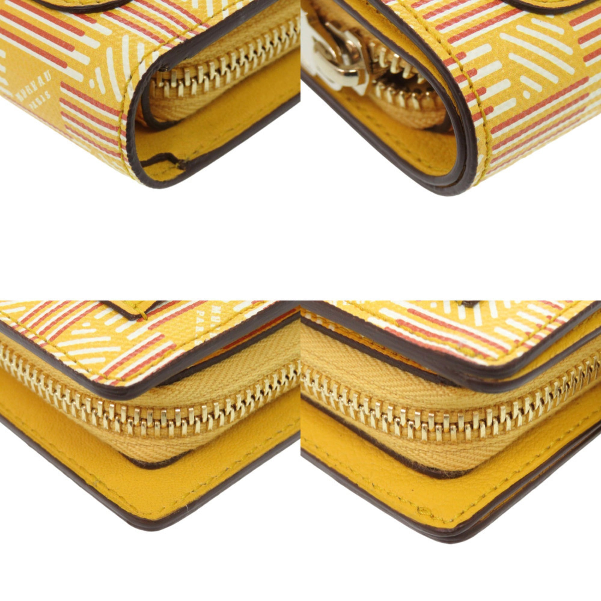 Moreau Gold Yellow Leather Wallet (Bi-Fold) (Pre-Owned)