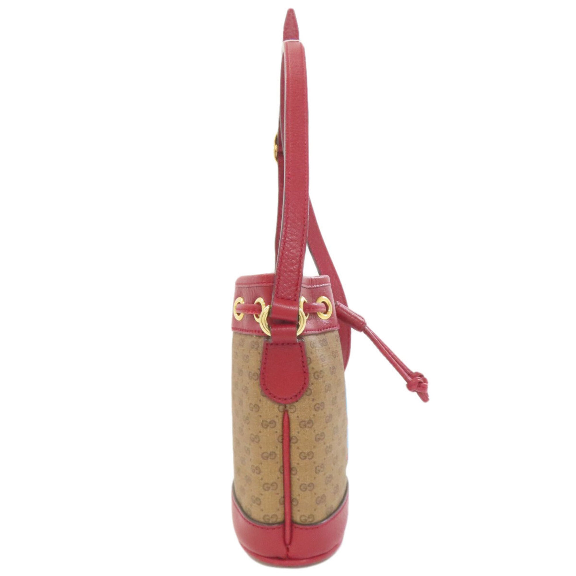 Gucci Brown Red Color Pvc Leather Shoulder Bag (Pre-Owned)