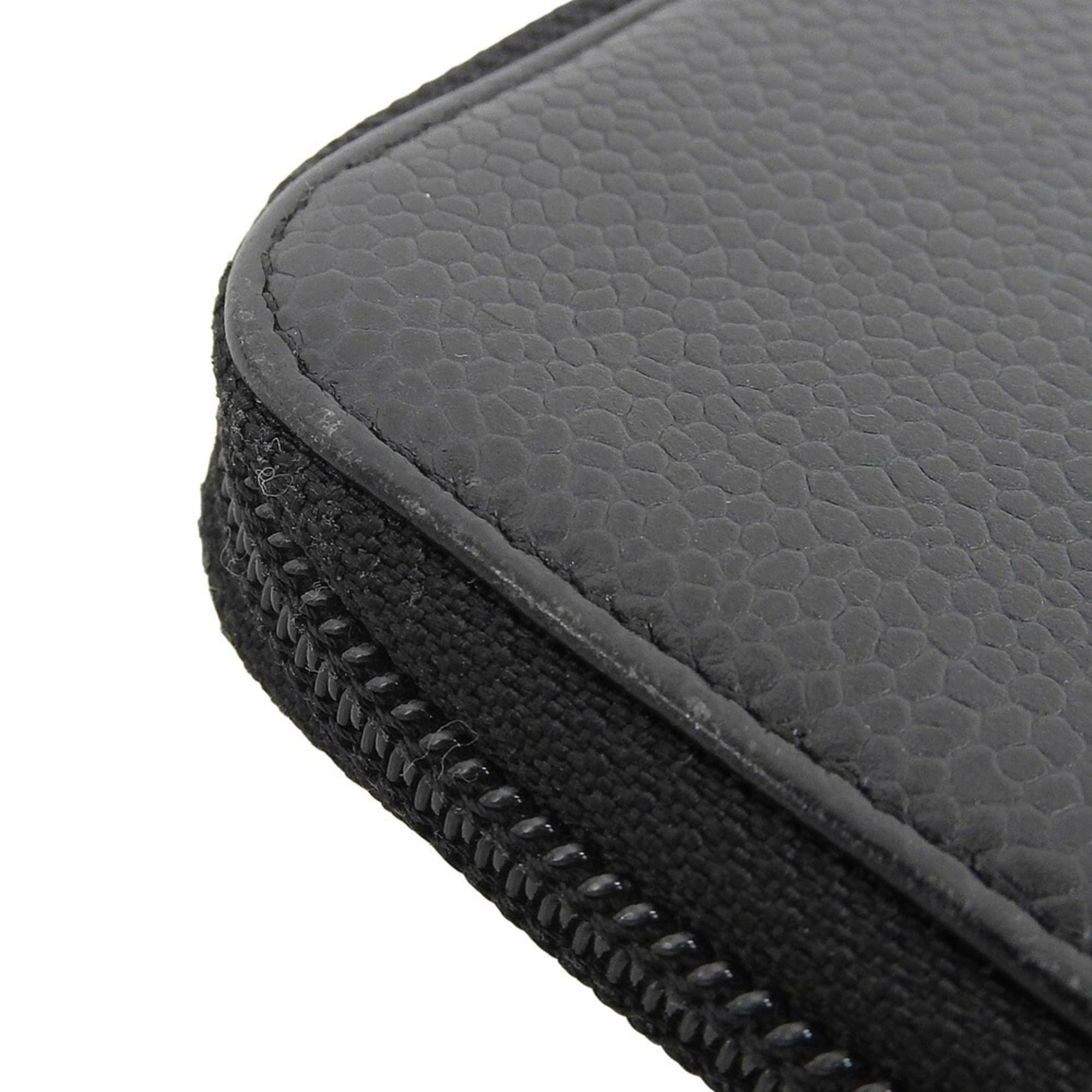 Chanel Black Grained Calfskin Long Wallet (Bi-Fold) (Pre-Owned)