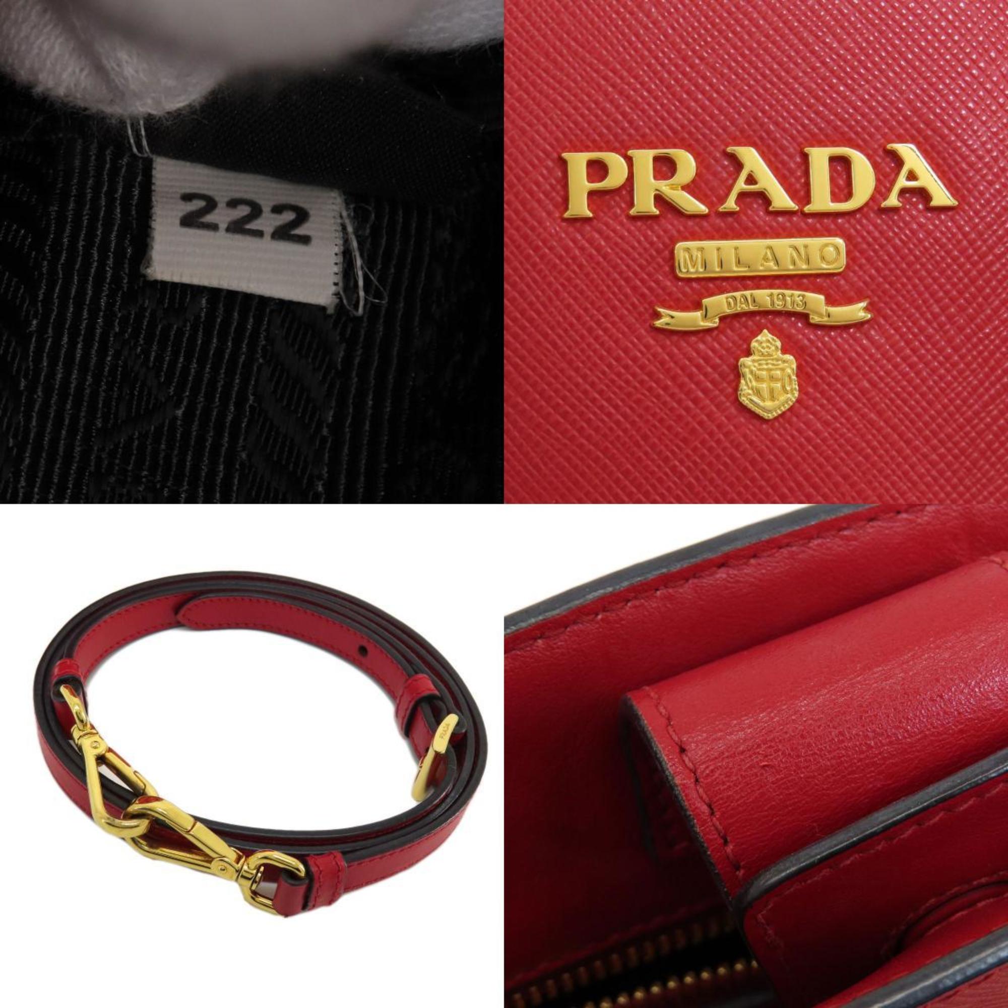 Prada Saffiano Red Color Leather Handbag (Pre-Owned)