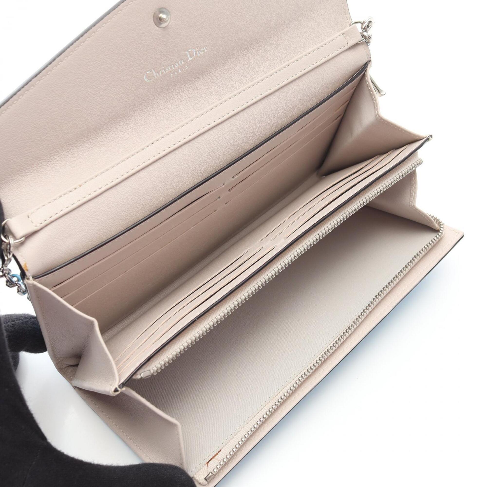 Christian Dior Diorissimo Blue Leather Chain/Shoulder Wallet (Pre-Owned)