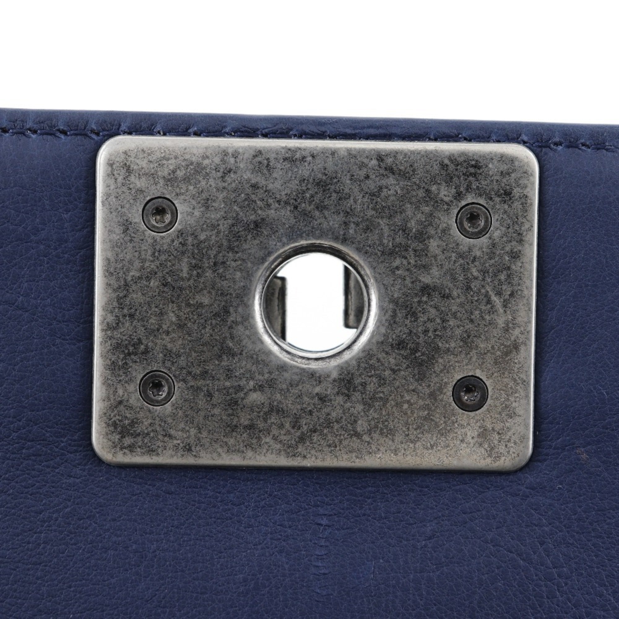 Chanel Navy Leather Shoulder Bag (Pre-Owned)