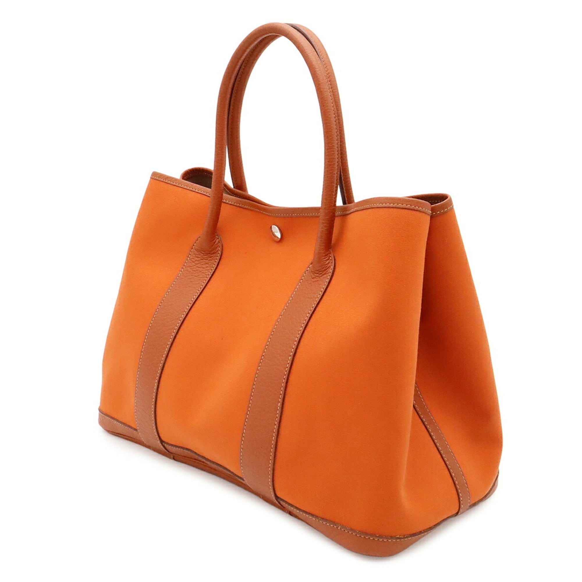 Hermes Garden Potiron Toile Officier Buffalo Leather Handbag Tote Bag (Pre-Owned)